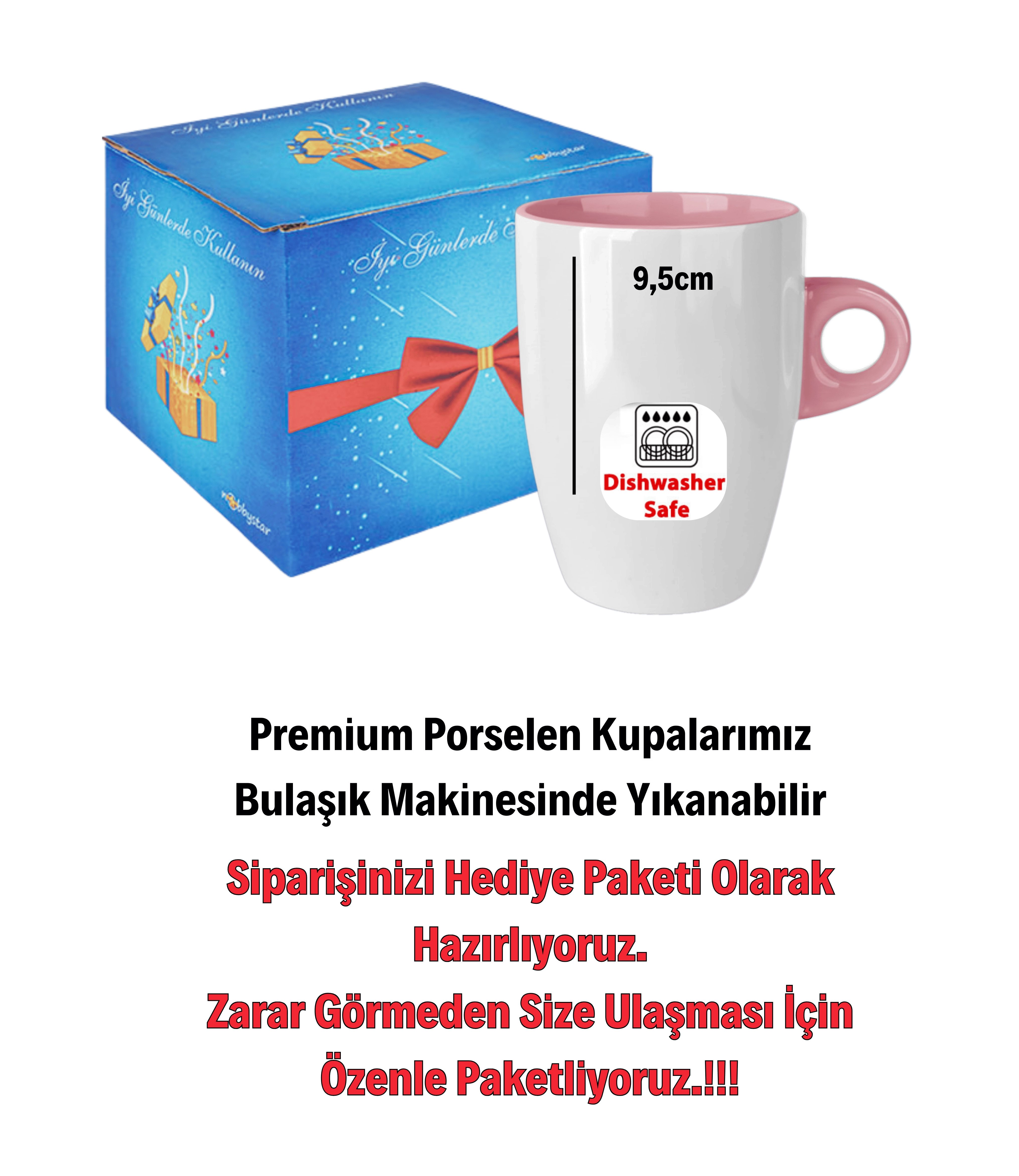 Sevgililer Günü Hediyesi Kalpli İsimli Baskılı Porselen Latte Kupa Bardak Pembe