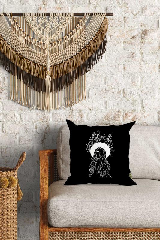 Modern Kız Desenli Çift Yön Dijital Baskılı Dekoratif Kırlent Kılıfı Yastık Kılıfı 39x39cm