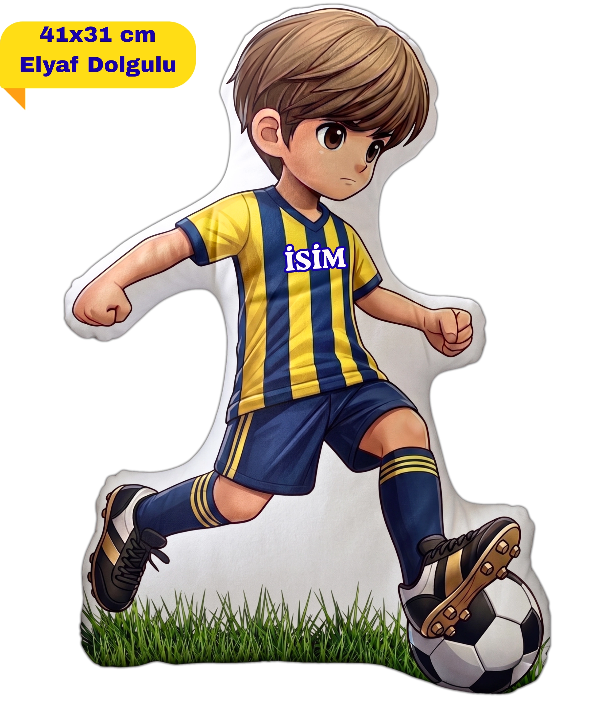 Sarı Lacivert Futbol Kupa Taraftar Yastık Kombin Taraftar Uyku Arkadaşı İkili Set Hediye