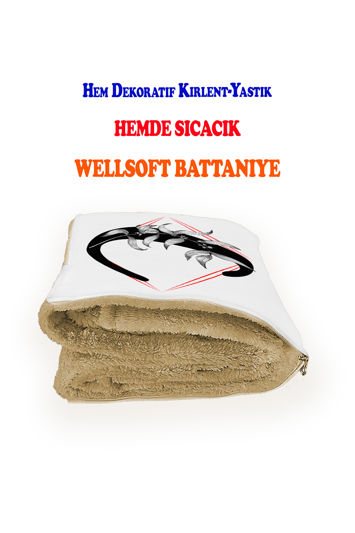 C HARFİ Baskılı Kişiye Özel Hediye Dekoratif Yastık Opsiyonel Battaniye Hediye