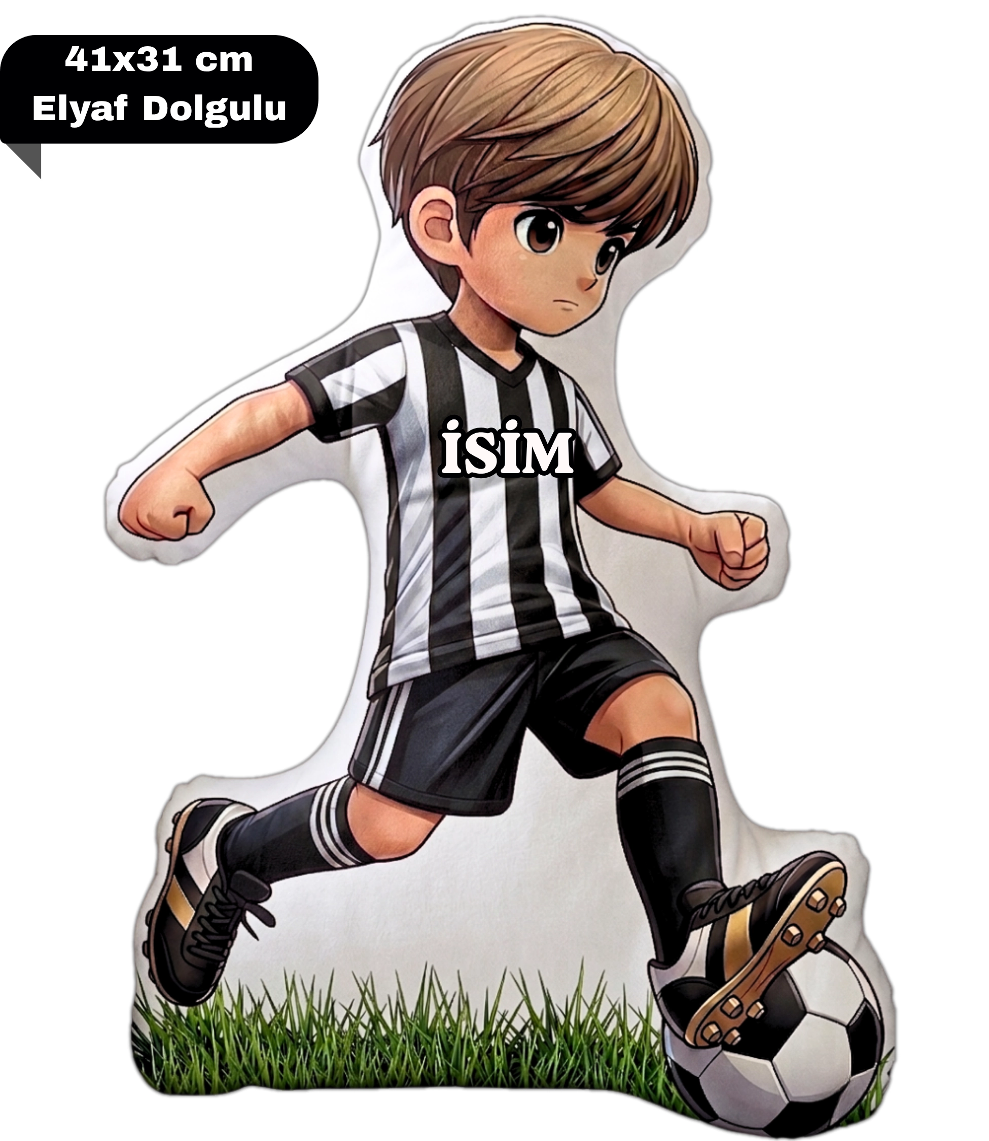 Siyah Beyaz Futbol Kupa Taraftar Yastık Kombin Taraftar Uyku Arkadaşı İkili Set Hediye