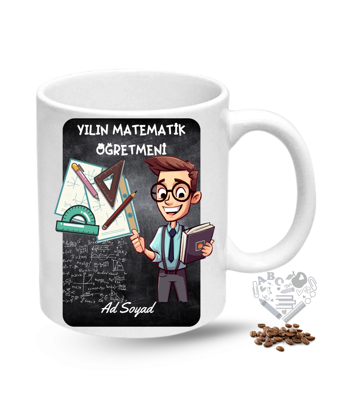 Matematik Öğretmeni Erkek Öğretmenler Günü Hediyesi İsimli Baskılı Porselen Kupa Bardak