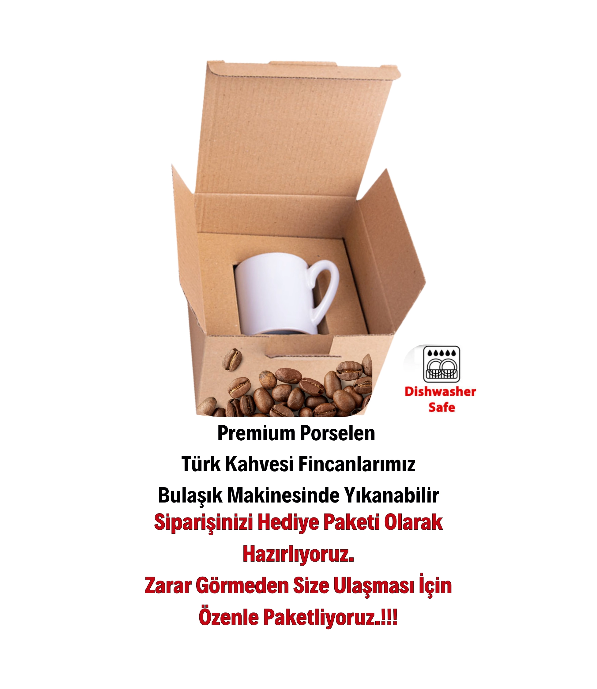 Anneler Günü Hediyesi Özel Tasarım Türk Kahve Fincanı Tekli-4 Beyaz