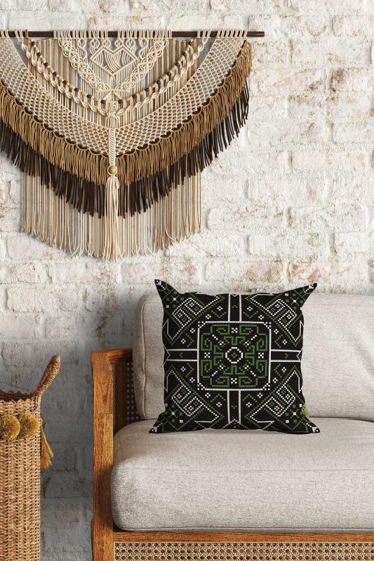 Etnik Desenli Çift Yön Dijital Baskılı Dekoratif Kırlent Kılıfı Yastık Kılıfı 39x39cm