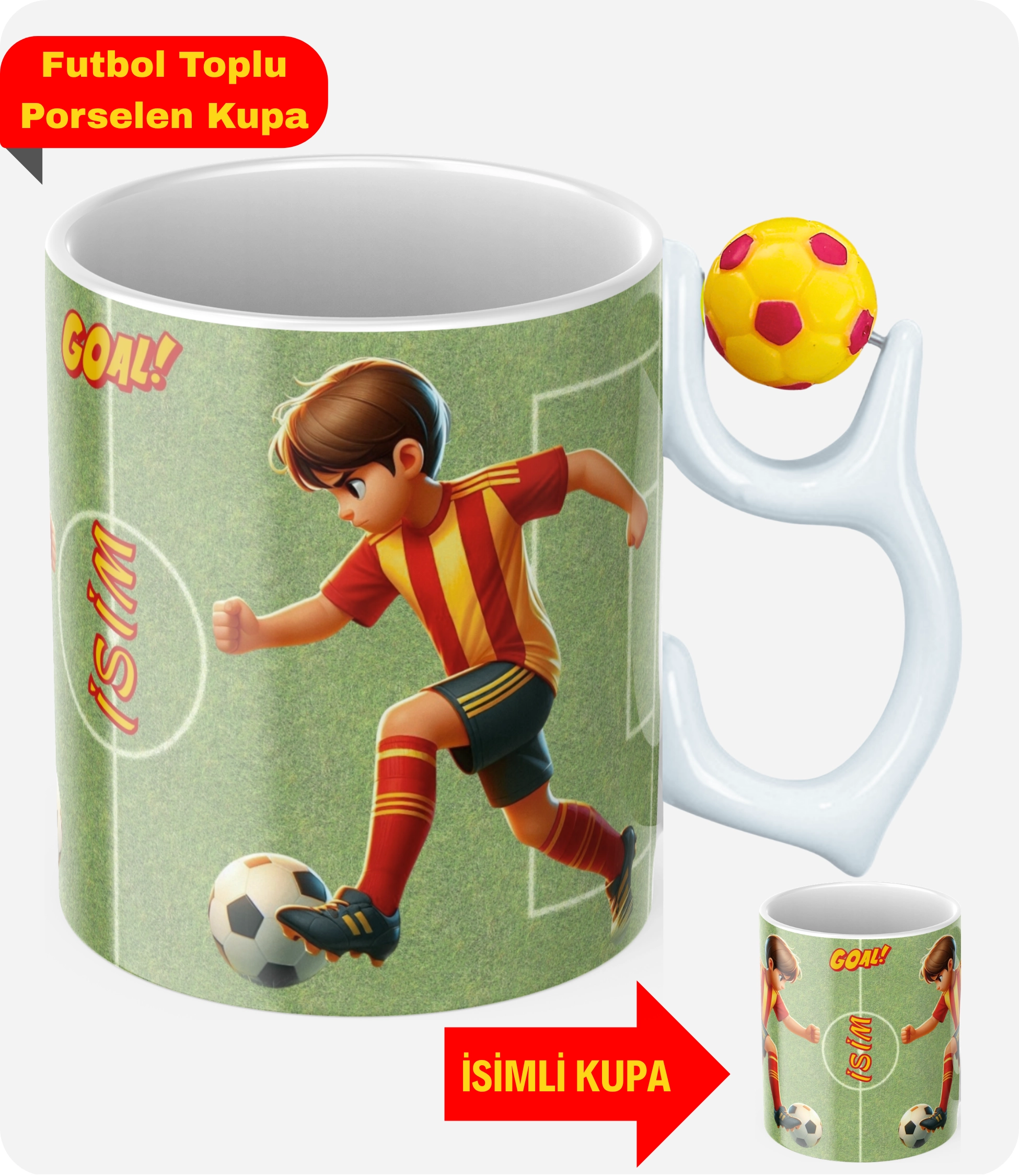 Sarı Kırmızı Futbol Kupa Taraftar Yastık Kombin Taraftar Uyku Arkadaşı İkili Set Hediye