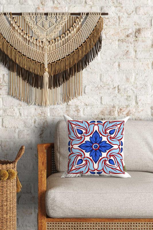 Etnik Desenli Çift Yön Dijital Baskılı Dekoratif Kırlent Kılıfı Yastık Kılıfı 39x39cm