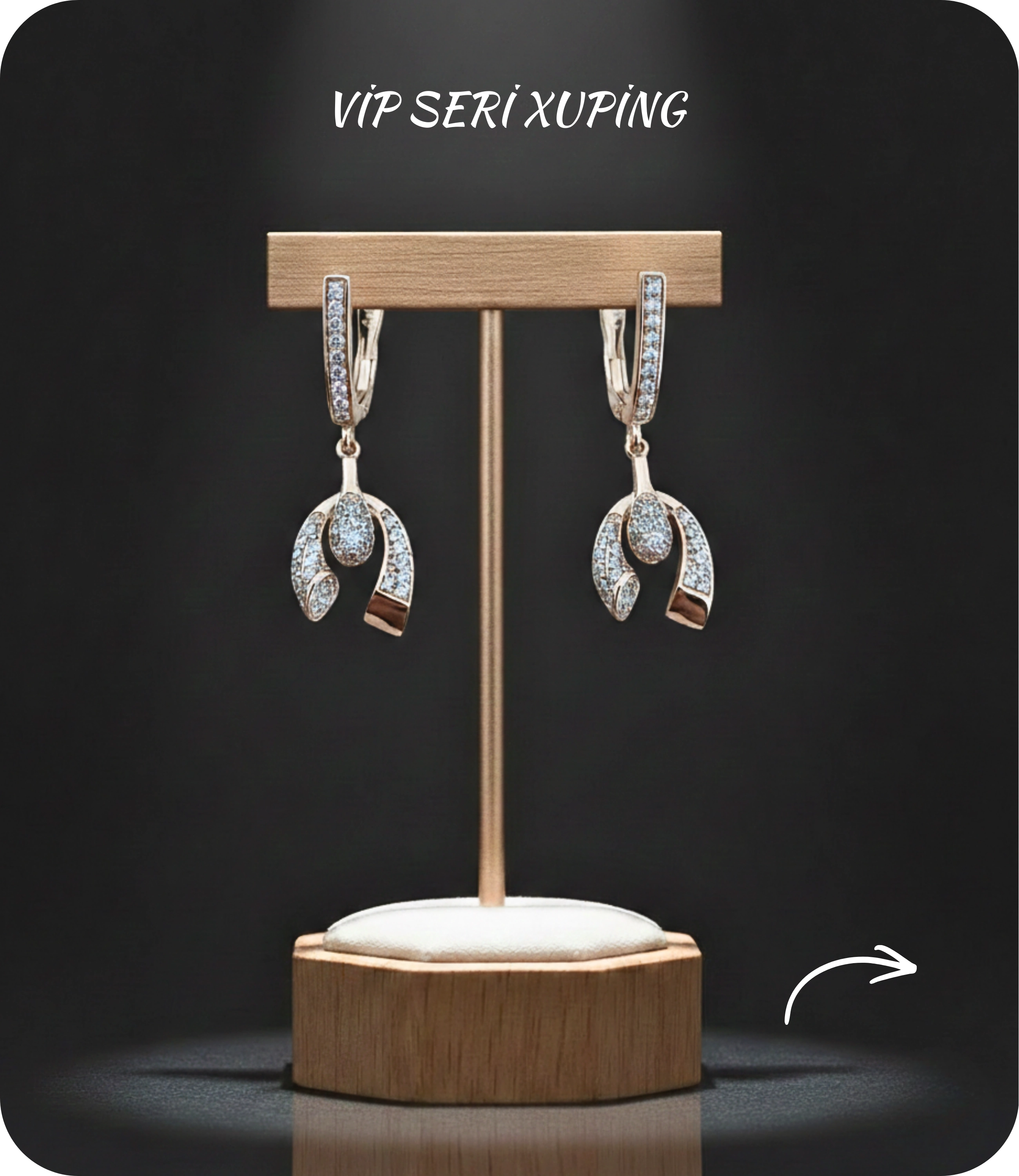Vip Seri Küpe Xuping At Nalı Şans Tasarım Taşlı Rose Altın Kaplama 3,5cm