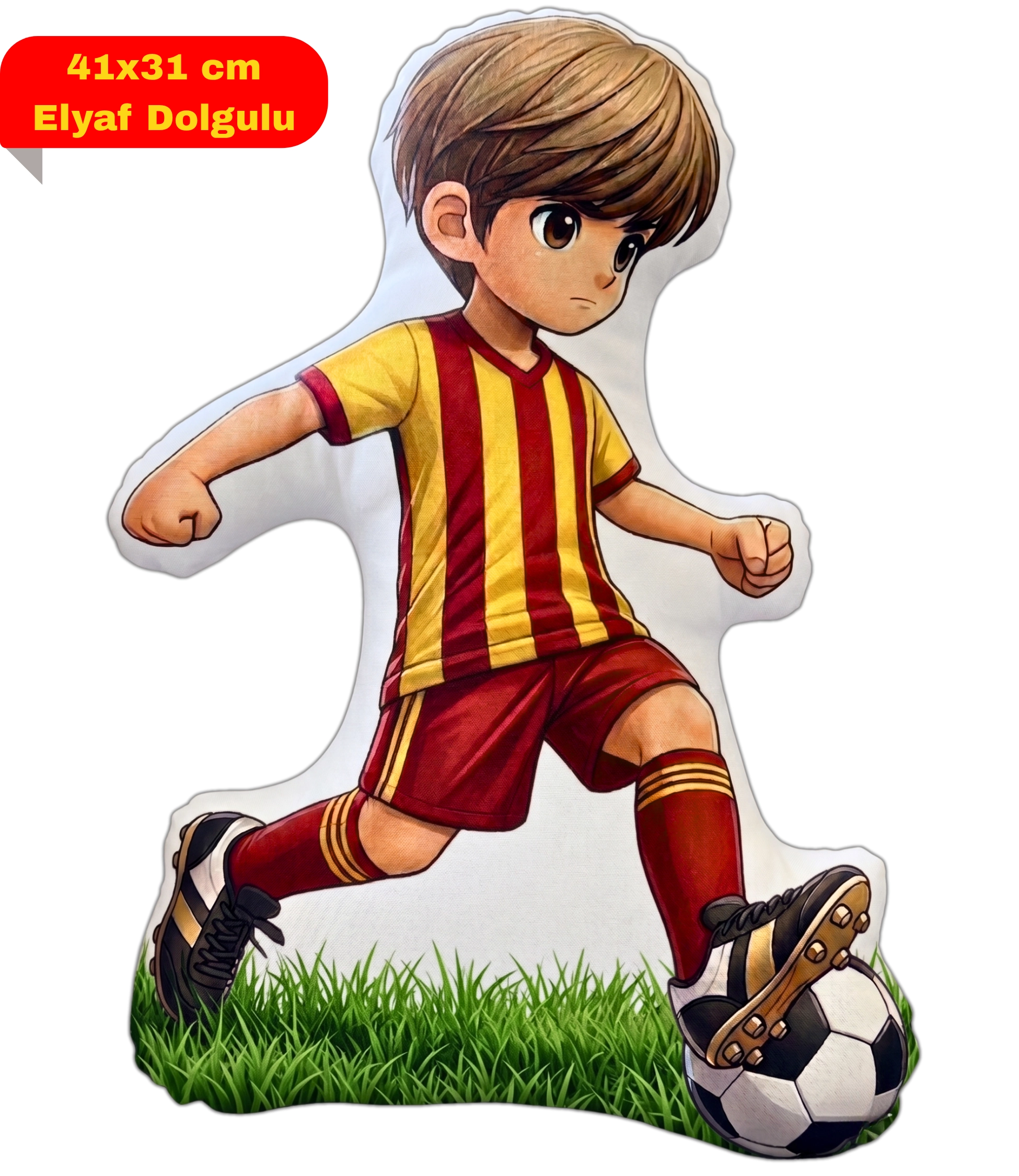 Sarı Kırmızı Futbol Kupa Taraftar Yastık Kombin Taraftar Uyku Arkadaşı İkili Set Hediye
