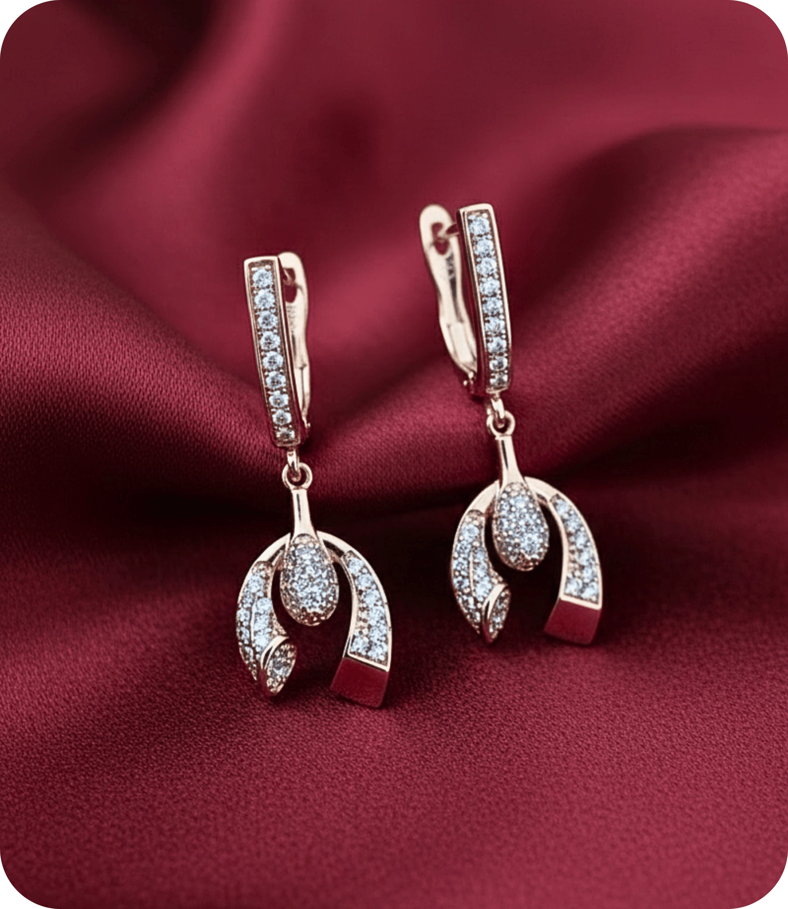 Vip Seri Küpe Xuping At Nalı Şans Tasarım Taşlı Rose Altın Kaplama 3,5cm