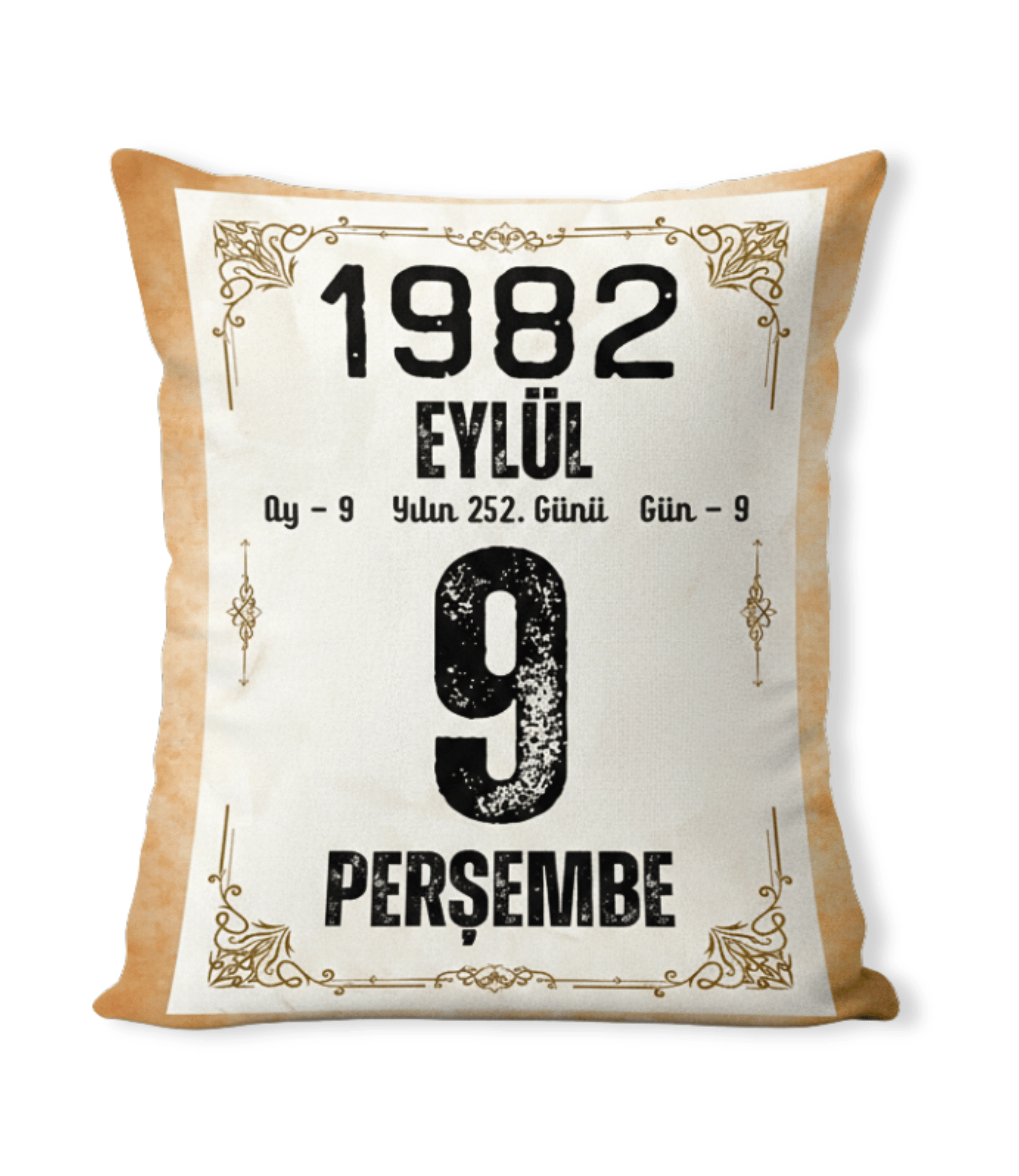 Doğum Günü Yıldönümü Hediyesi Takvim Yaprağı Hediyelik Dekoratif Yastık Kırlent 40x28cm Dolgulu