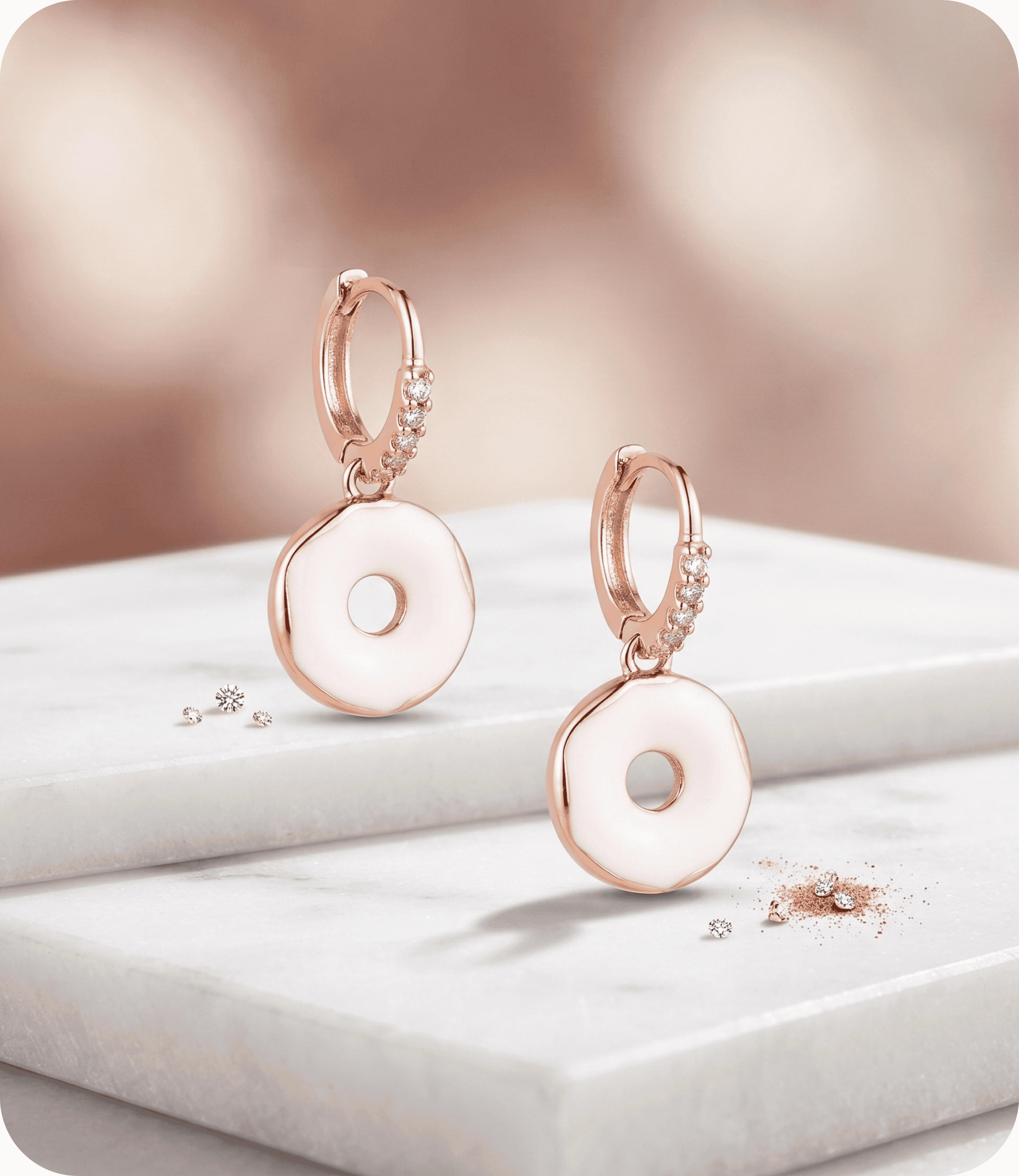 Vip Seri Küpe Xuping Minimal Tasarım Donat Modelı Rose Altın Kaplama 2,2cm