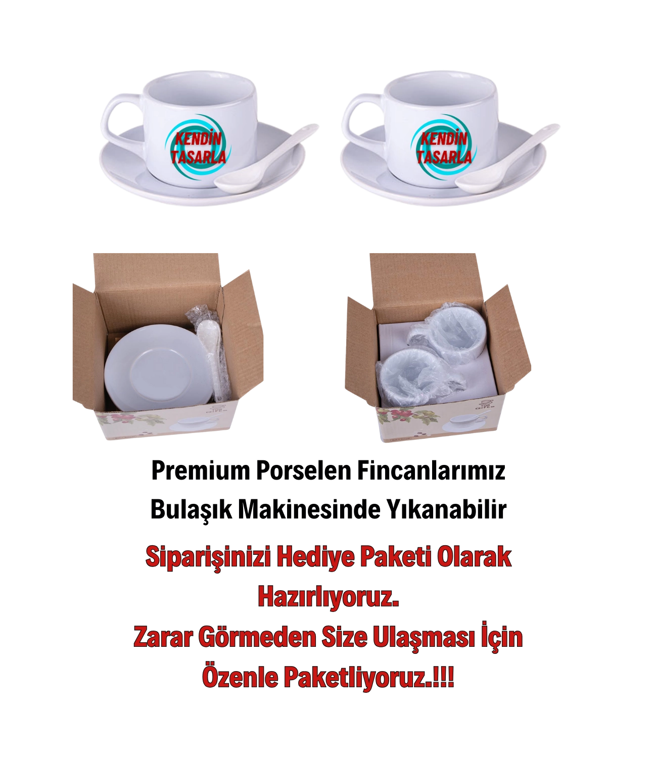 Yılbaşı Hediyesi İsimli Baskılı 2li Set Porselen Çay Kahve Fincan Seti