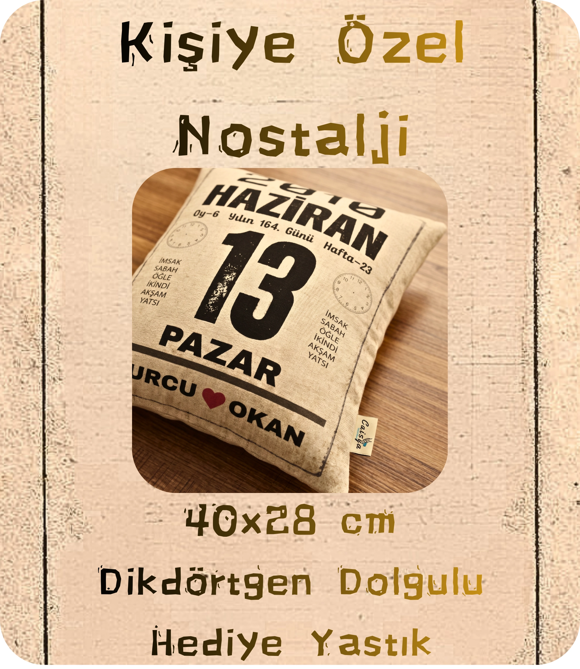 Takvim Yastık Doğum Günü Yıldönümü Hediyesi Takvim Yaprağı Hediyelik Dekoratif Yastık 40x28cm