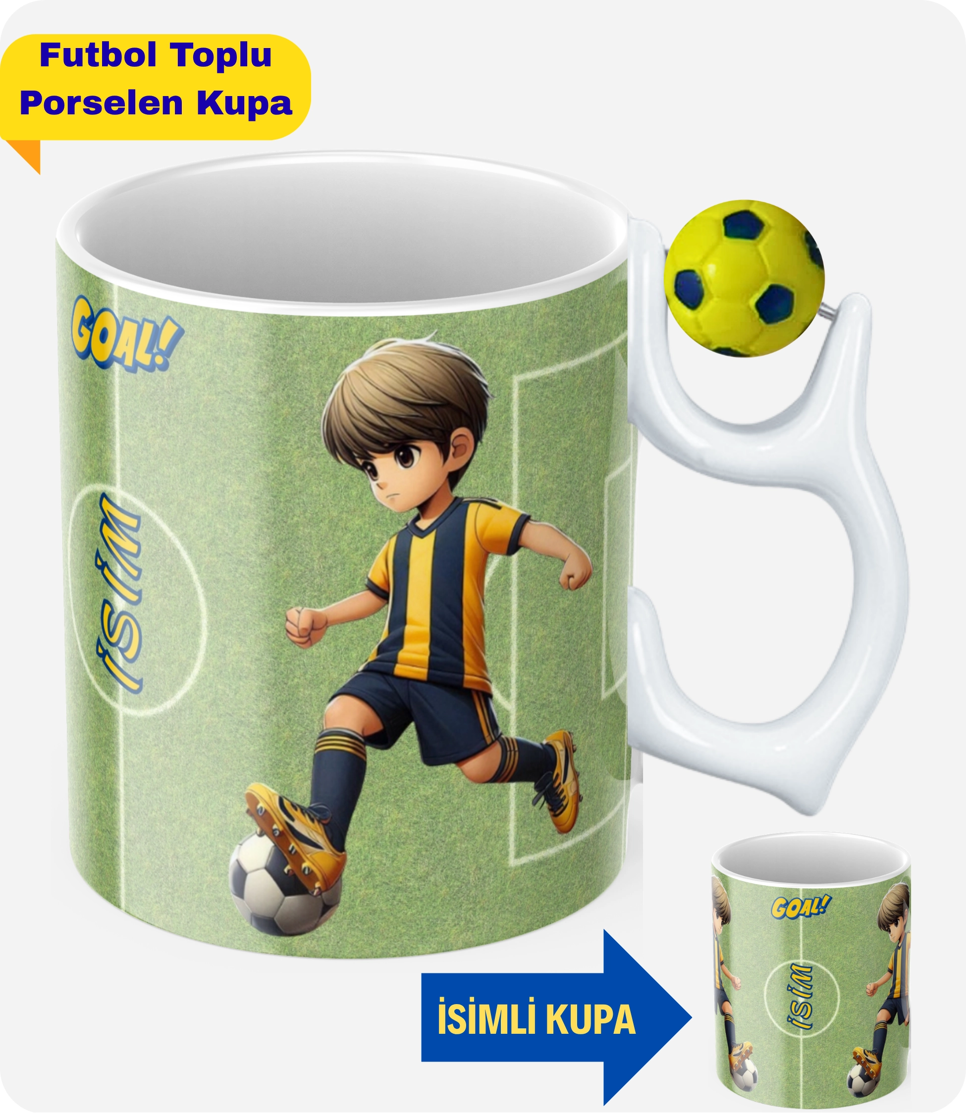 Sarı Lacivert Futbol Kupa Taraftar Yastık Kombin Taraftar Uyku Arkadaşı İkili Set Hediye