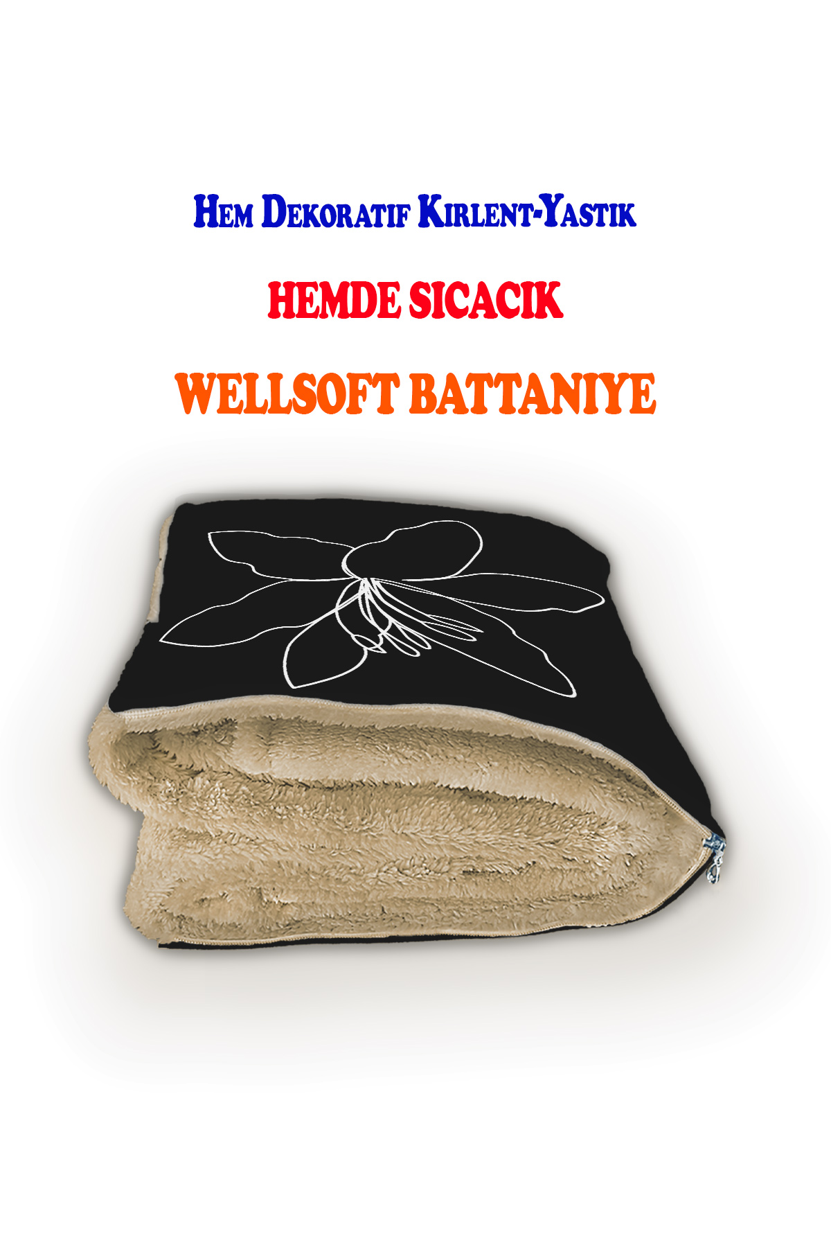 Çiçek Çizgi Desenli Opsiyonel Yastık İçinde Tv Battaniyesi 110x170cm
