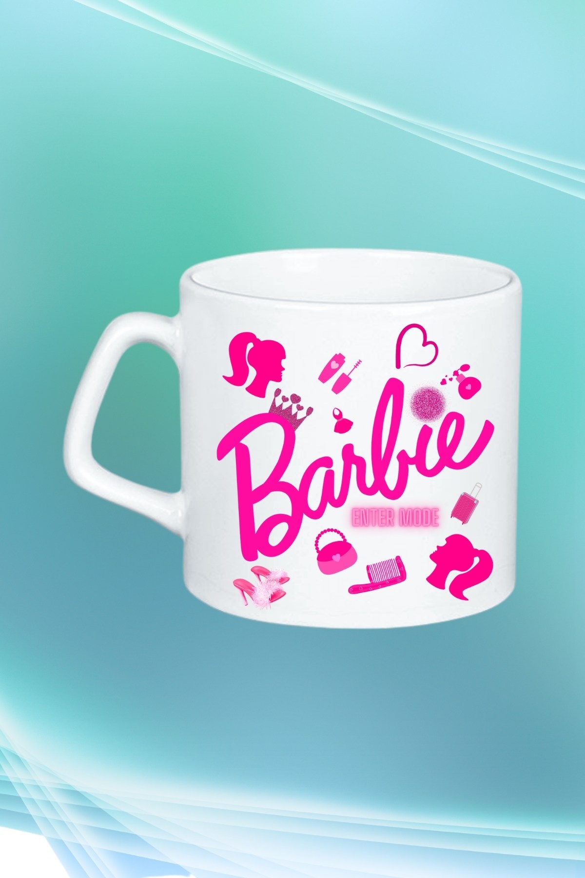 Barbie Enter Mode Baskılı Afilli Kupa Bardak Çay Kahve Fincanı