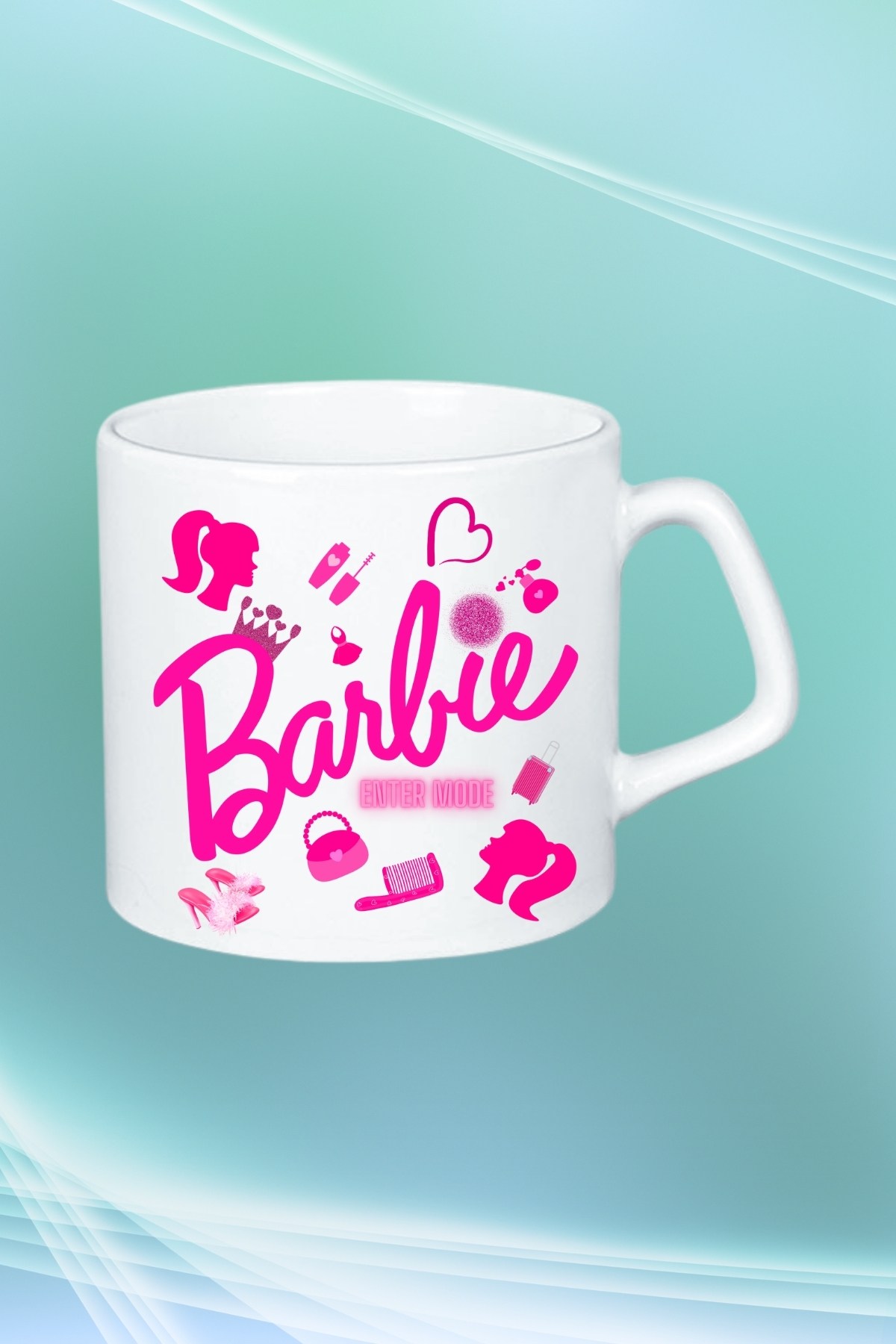 Barbie Enter Mode Baskılı Afilli Kupa Bardak Çay Kahve Fincanı