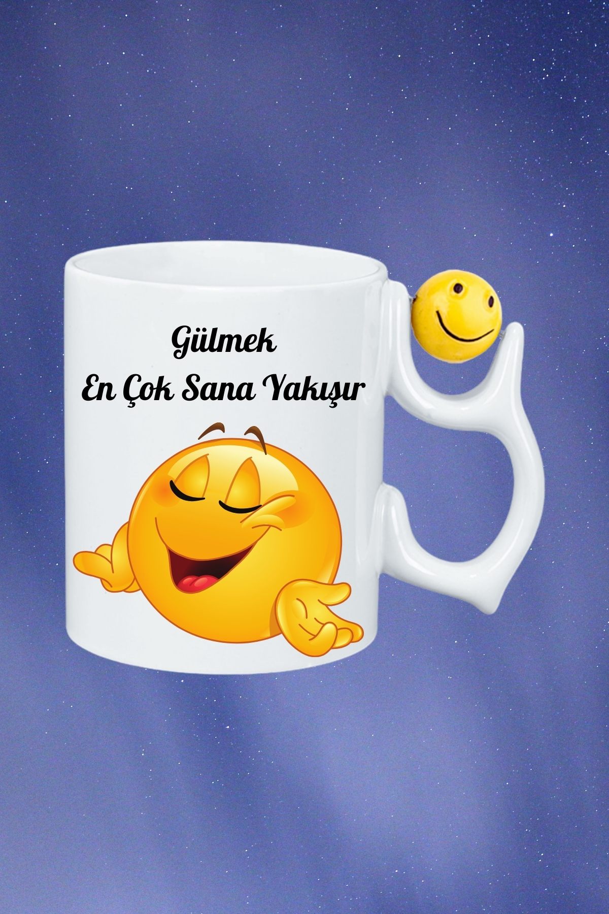 Güzel Sözler Gülen Emoji Baskılı Smile Emoji Toplu Kupa Bardak Çay Kahve Fincanı