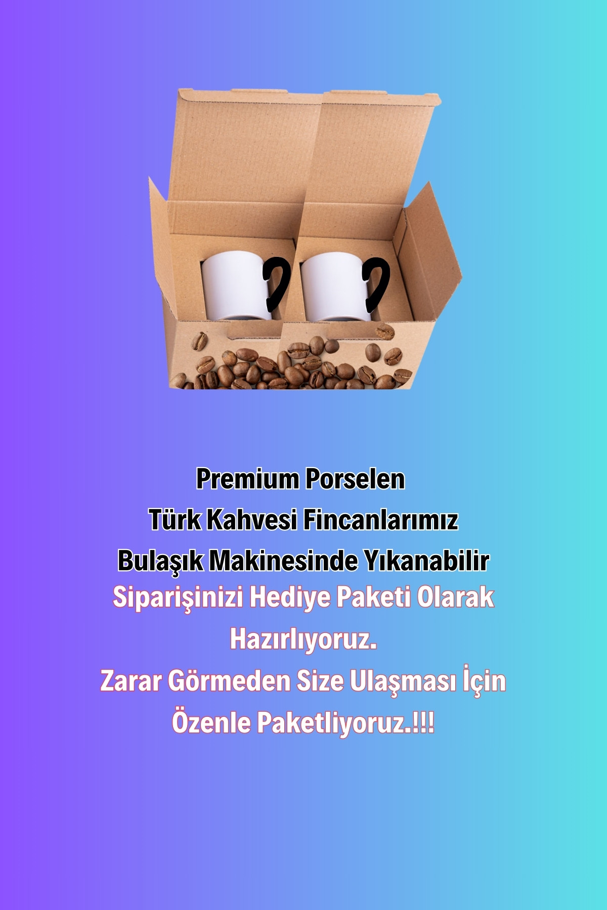 Sevgililer Günü Kalpli Love Baskılı 2’li Türk Kahvesi Fincanı Hediye Seti Siyah Beyaz
