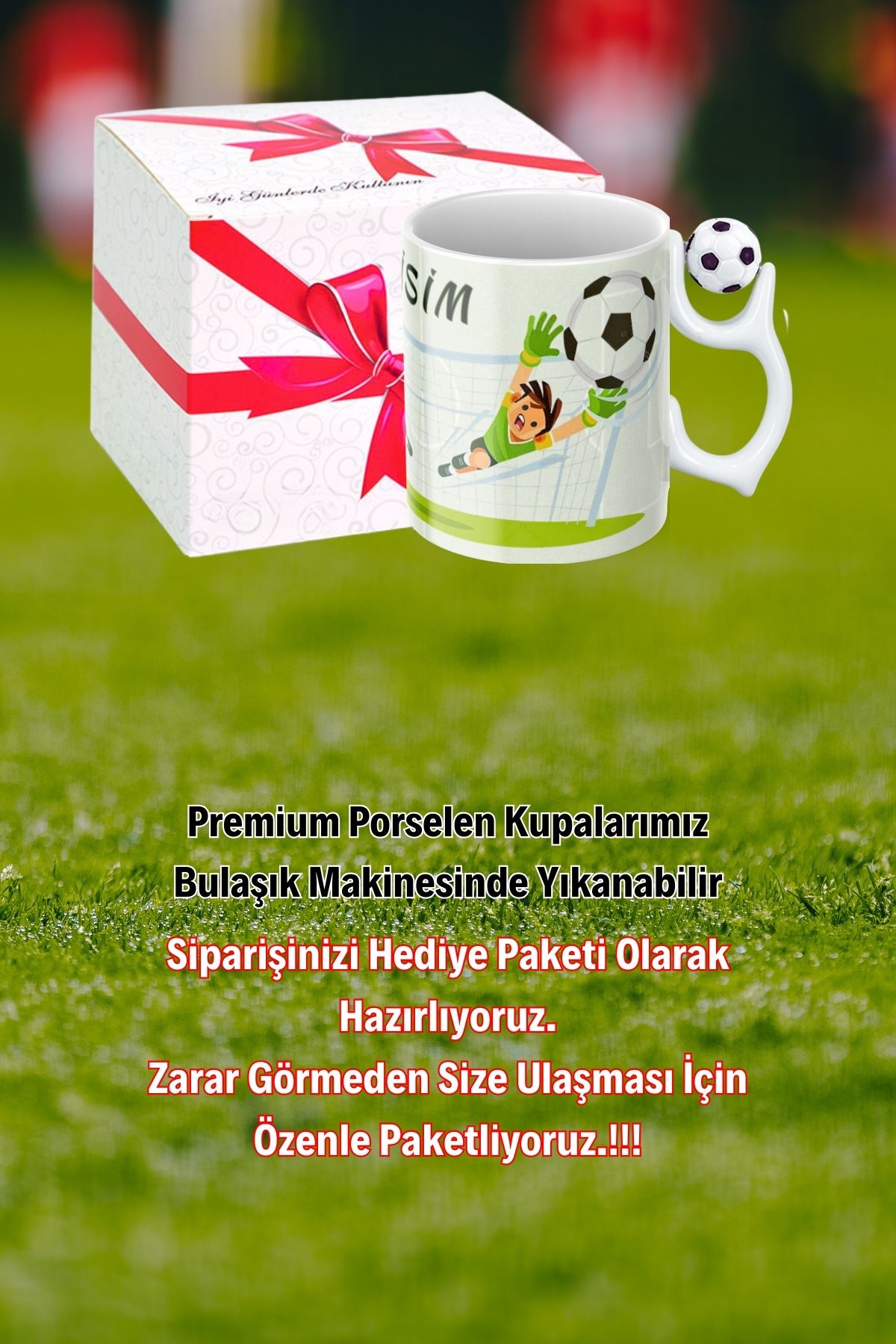 Siyah Beyaz Futbol Toplu Kaleci Baskılı-2 Taraftar İsimli Baskılı Kupa Bardak