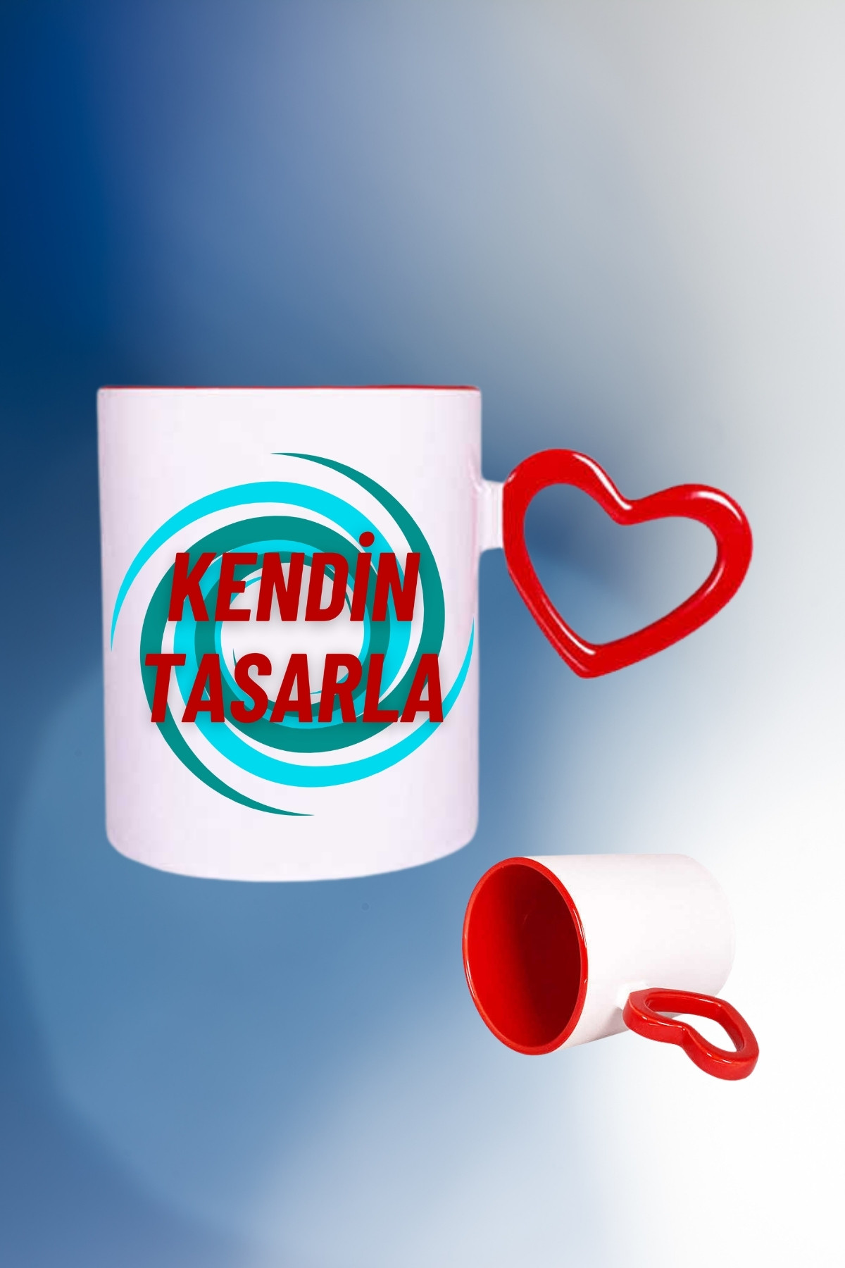 Kişiye Özel Baskılı Kalpli Kırmızı Kupa Kendin Tasarla Kalpli Kupa Bardak Çay Kahve Fincanı