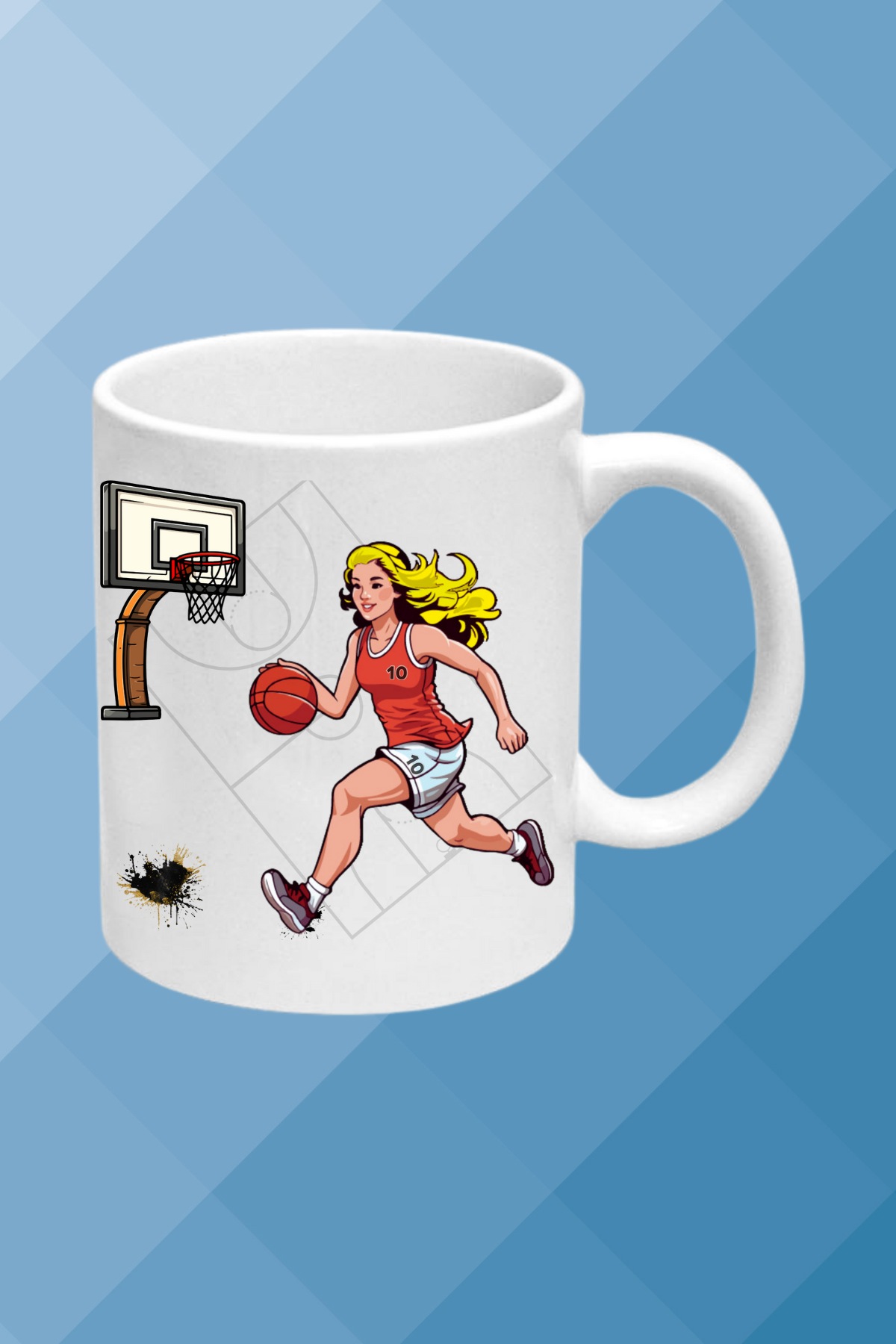 Basketboll Temalı Basket Sever Kupa Bardak Çay Kahve Fincanı Kadın Oyunculu-11