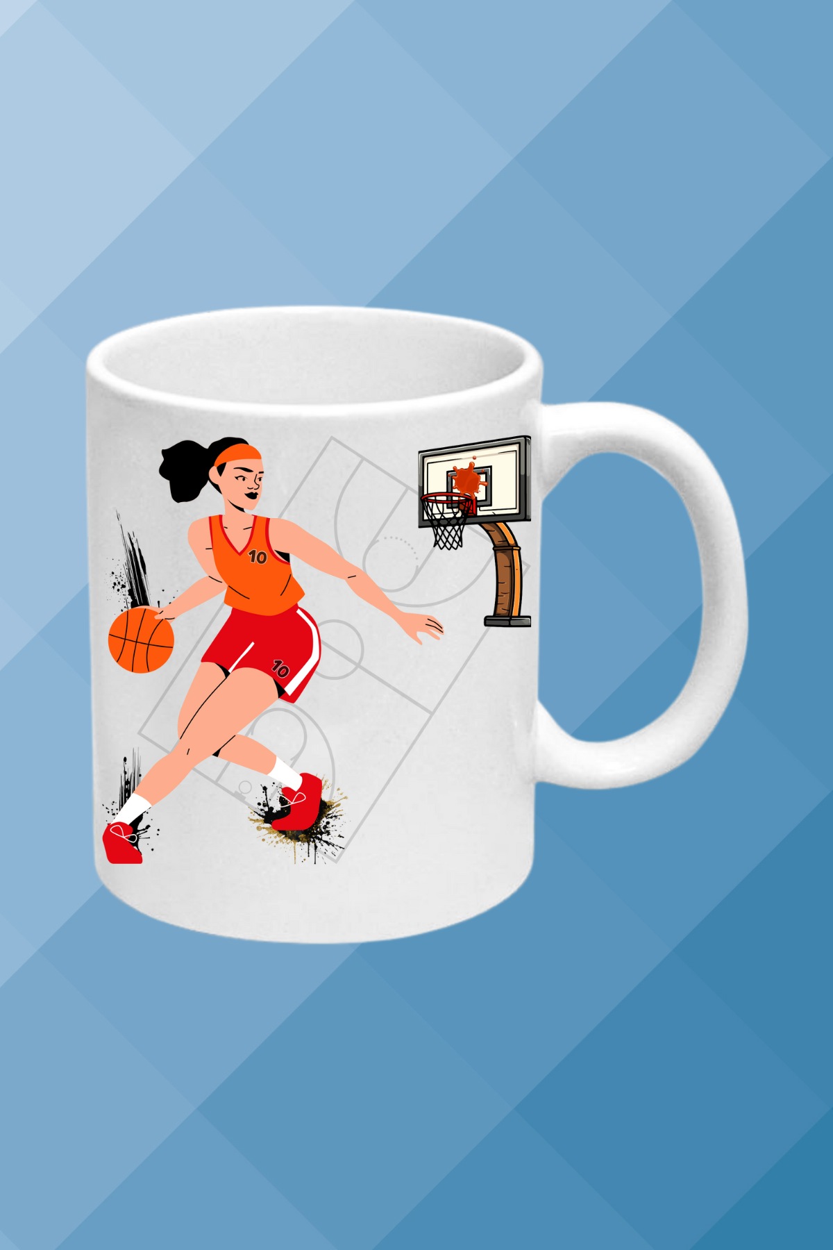 Basketboll Temalı Basket Sever Kupa Bardak Çay Kahve Fincanı Kadın Oyunculu-13