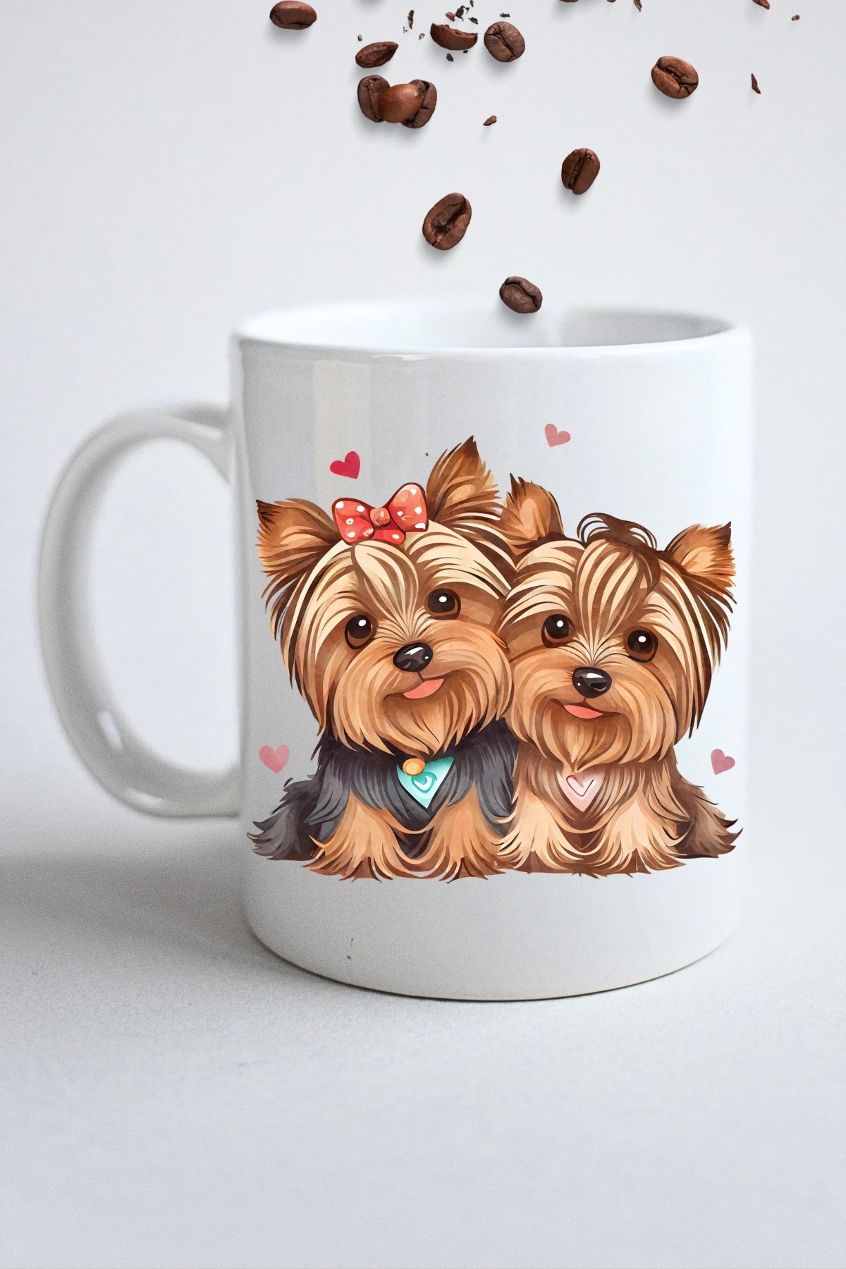 Sevgili Köpek Terrier Baskılı Hediye Kupa Bardak Porselen Çay Kahve Fincanı