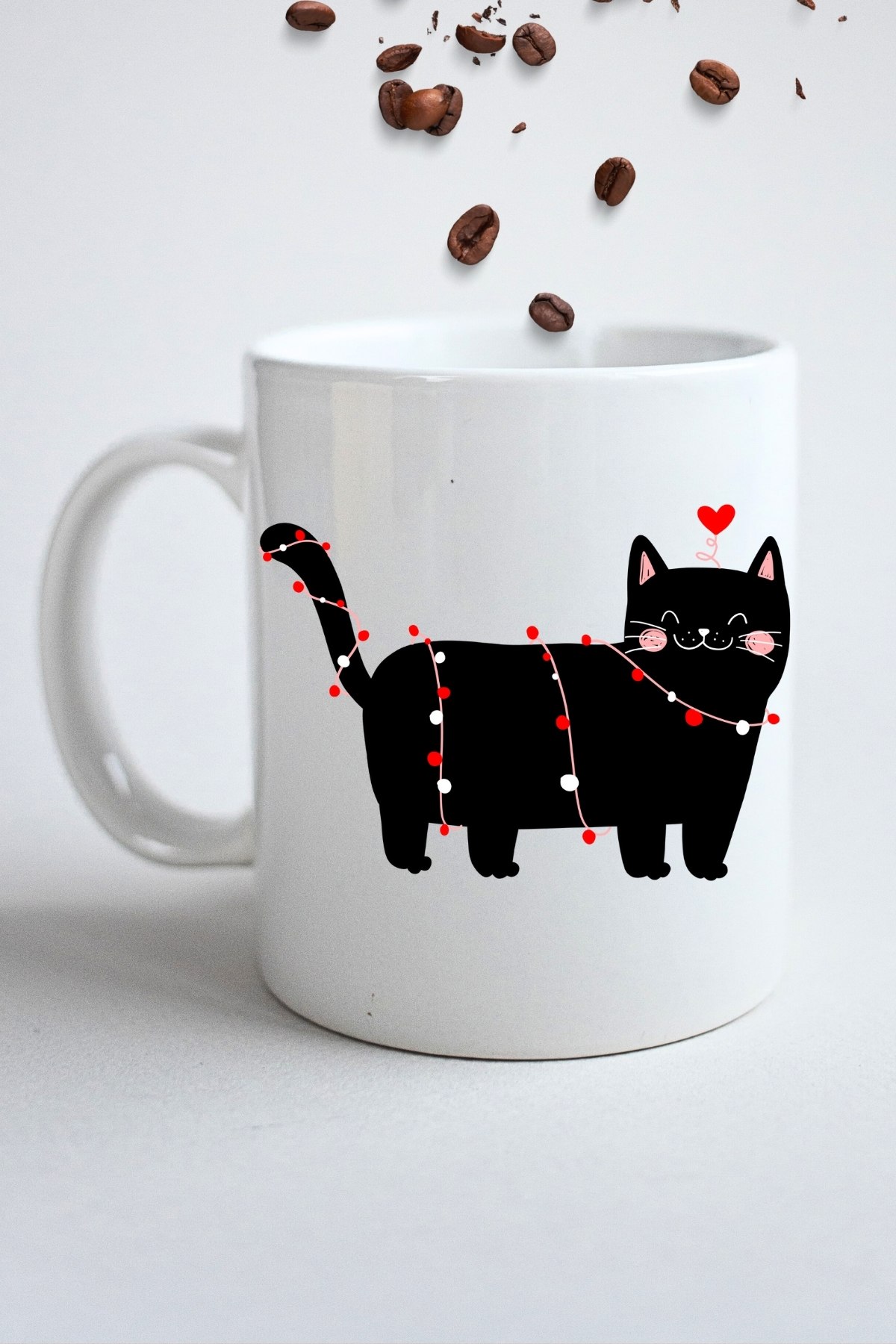 Cute Cat Kedi Baskılı Hediye Kupa Bardak Porselen Çay Kahve Fincanı