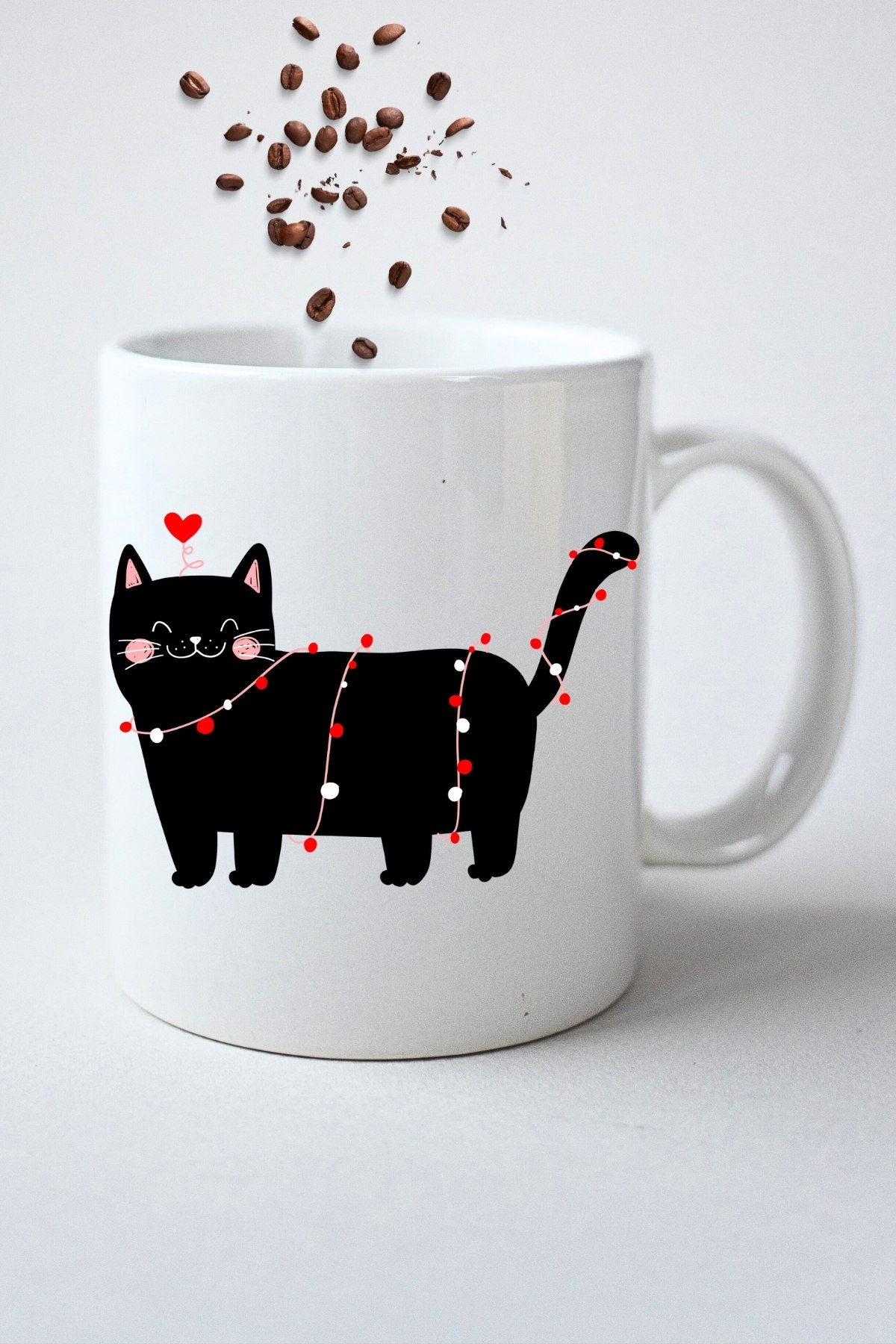 Cute Cat Kedi Baskılı Hediye Kupa Bardak Porselen Çay Kahve Fincanı