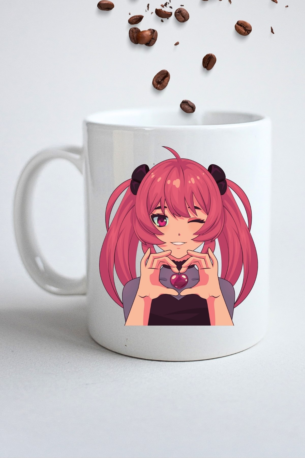 Anime Asi Kız Baskılı Hediye Kupa Bardak Porselen Çay Kahve Fincanı