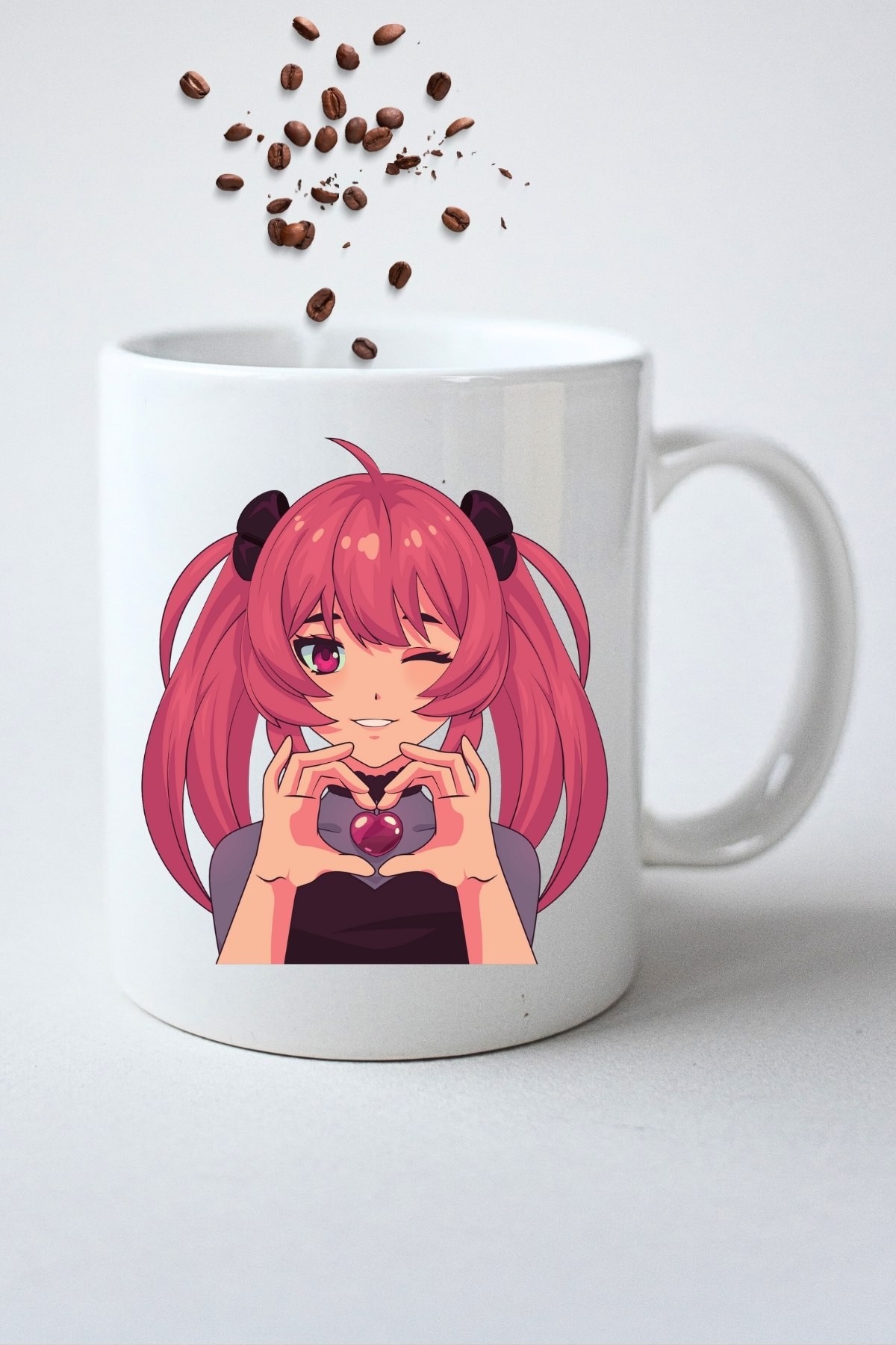 Anime Asi Kız Baskılı Hediye Kupa Bardak Porselen Çay Kahve Fincanı
