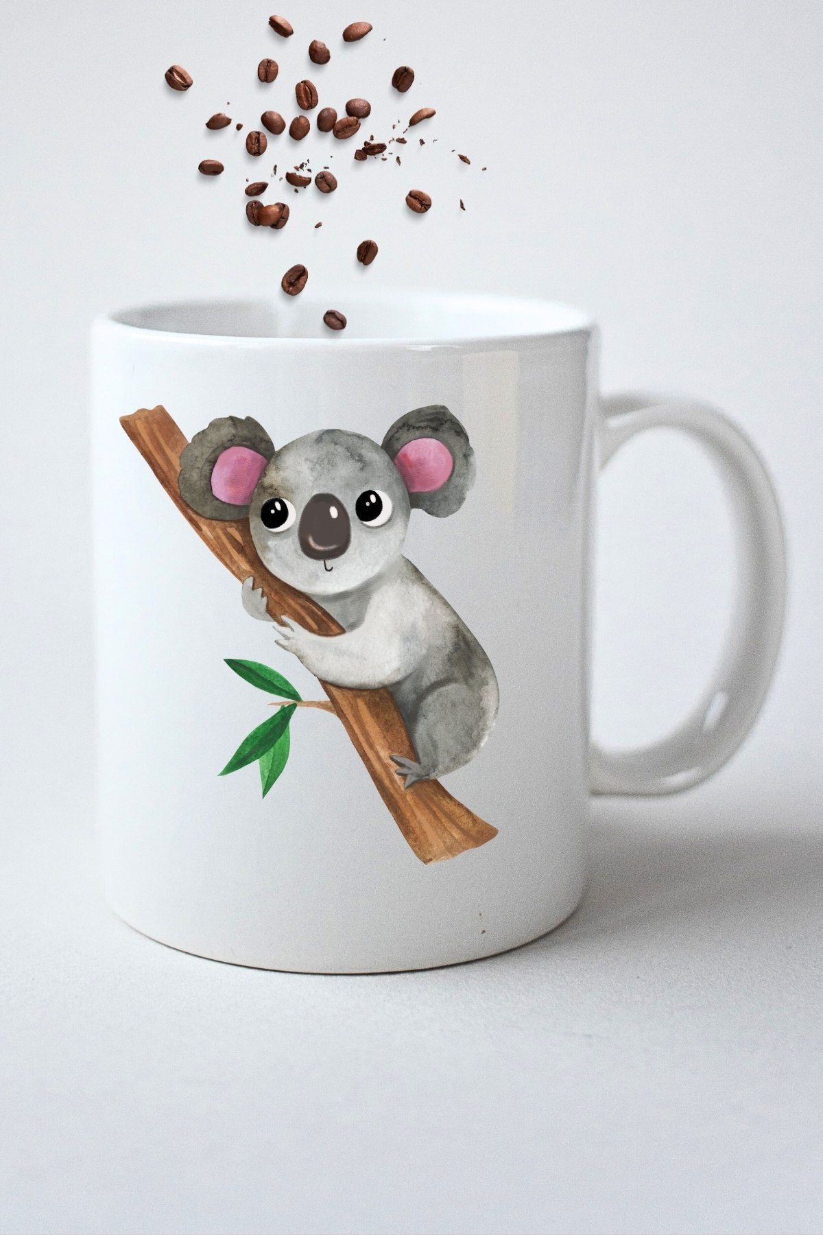 Cute Koala Baskılı Hediye Kupa Bardak Porselen Çay Kahve Fincanı