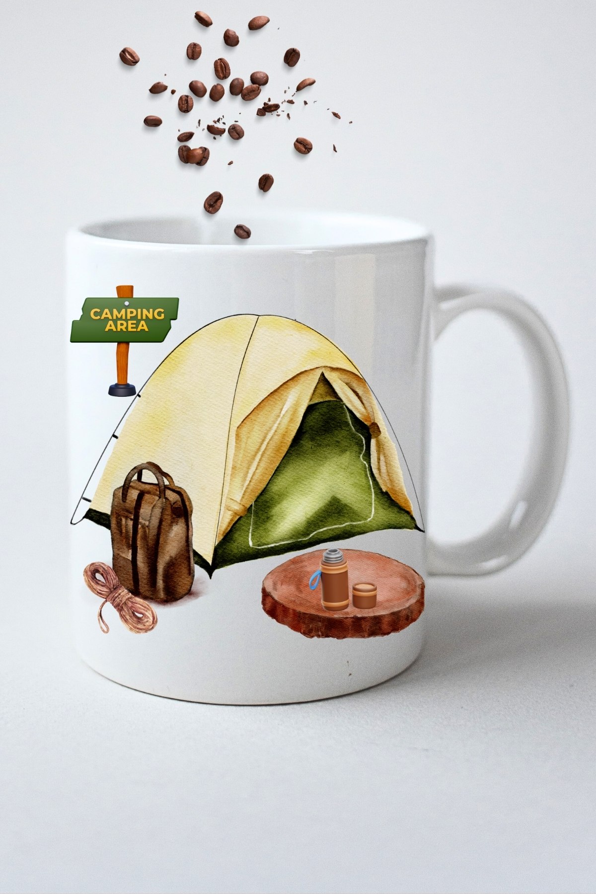 Camping Kapm Çadır Baskılı Hediye Kupa Bardak Porselen Çay Kahve Fincanı