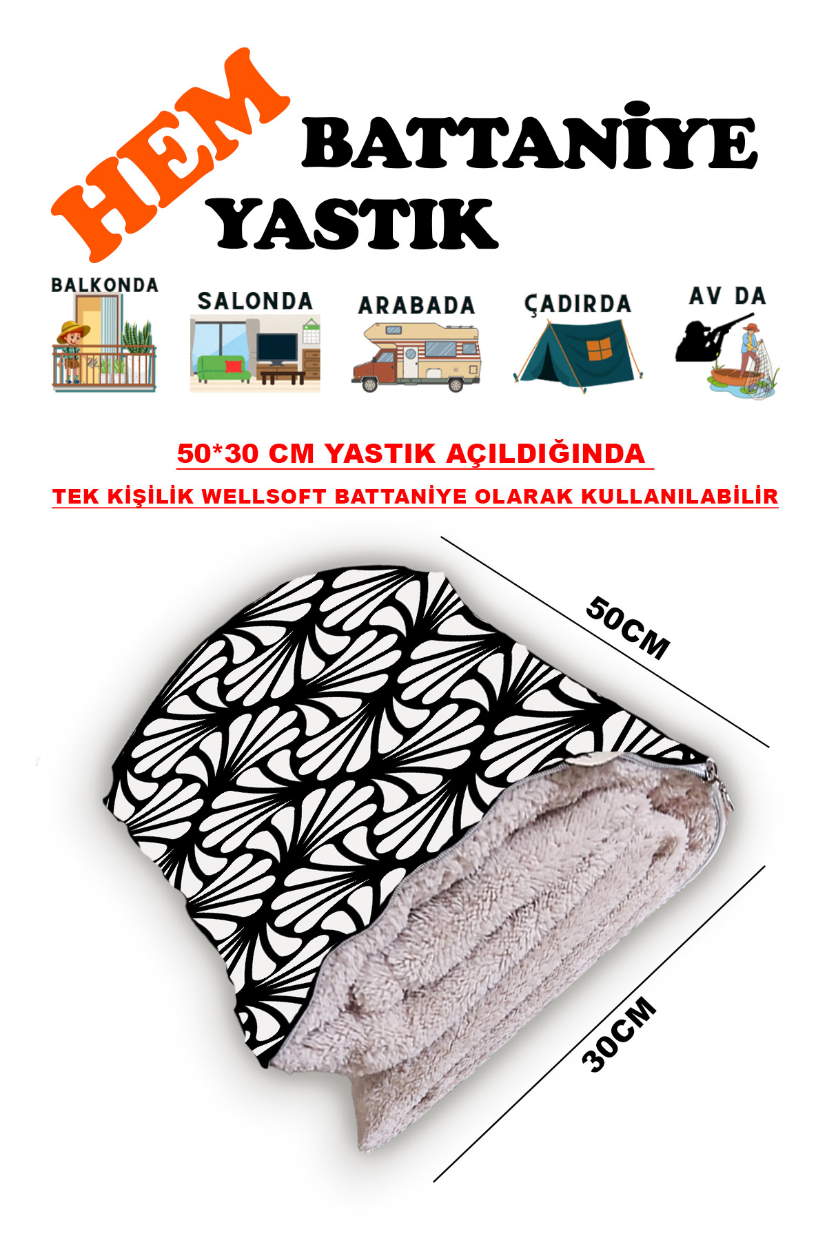 Modern Desen Baskılı Tv Battaniyeli Opsiyonel Dekoratif Yastık Battaniye 2in1-0