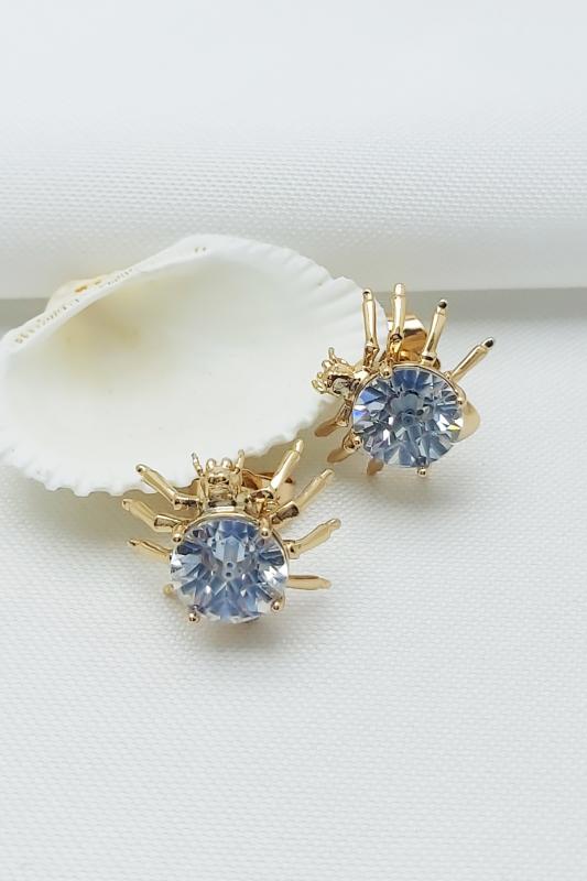 Vip Seri Kararmaz Xuping Altın Kaplama Örümcek Figür Taşlı Küpe 1,3 cm