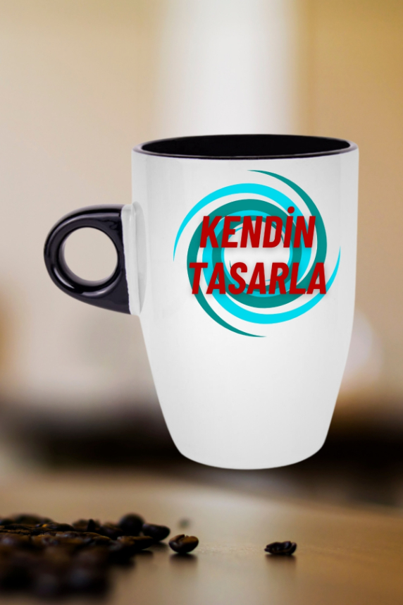 Kişiye Özel Baskılı Siyah Kupa Kendin Tasarla Kupa Bardak Latte Filtre Kahve Fincanı