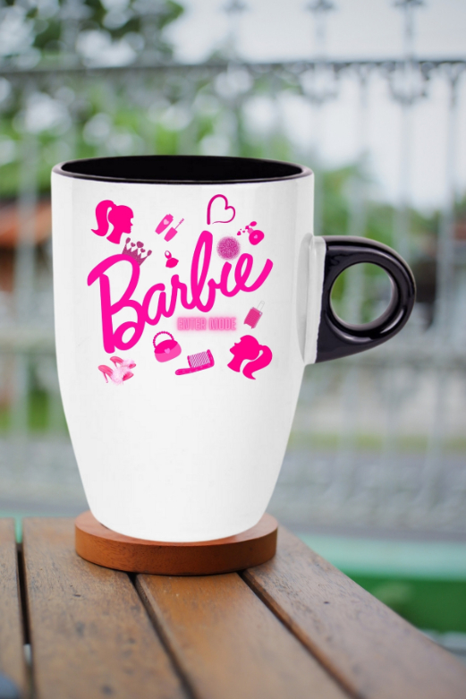 Enter Mode Barbie Baskılı Kupa Bardak Porselen Latte Filtre Kahve Fincanı