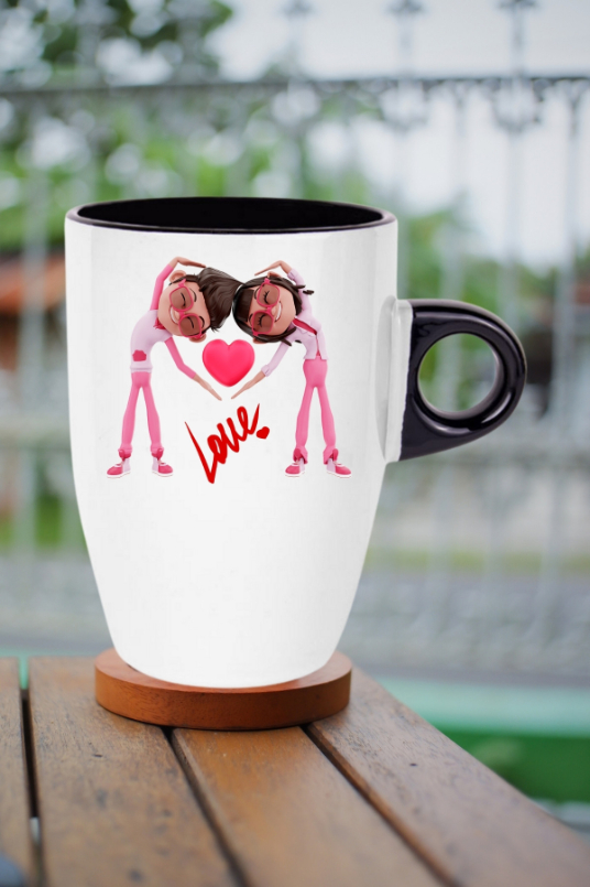 Mutlu Çiftler Love Baskılı Hediye Kupa Bardak Porselen Latte Filtre Kahve Fincanı