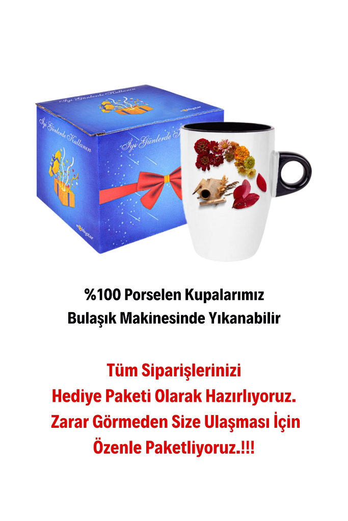 Romantik Sonbahar Baskılı Kupa Bardak Porselen Latte Filtre Kahve Fincanı