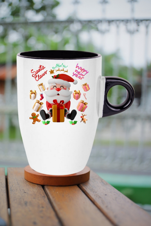 Noel Baba Happy Christmas Baskılı Kupa Bardak Porselen Latte Filtre Kahve Fincanı