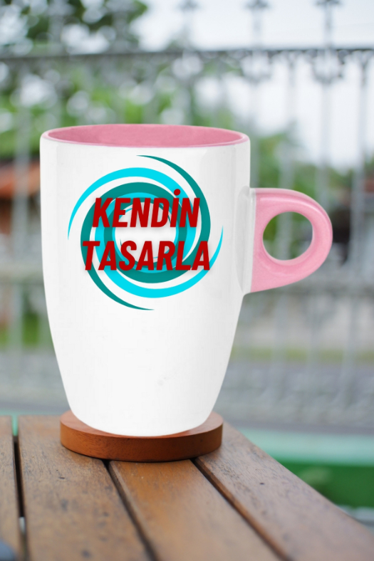Kişiye Özel Baskılı Pembe Kupa Kendin Tasarla Kupa Bardak Latte Filtre Kahve Fincanı