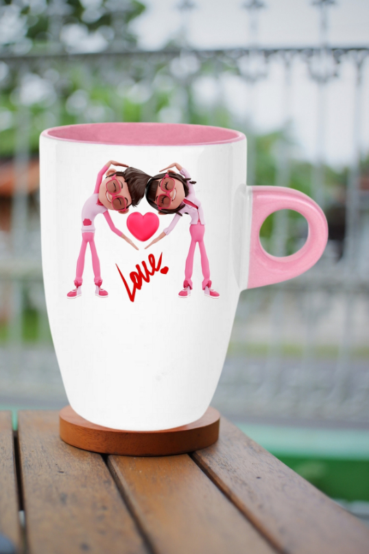 Mutlu Çiftler Love Baskılı Hediye Kupa Bardak Porselen Latte Filtre Kahve Fincanı