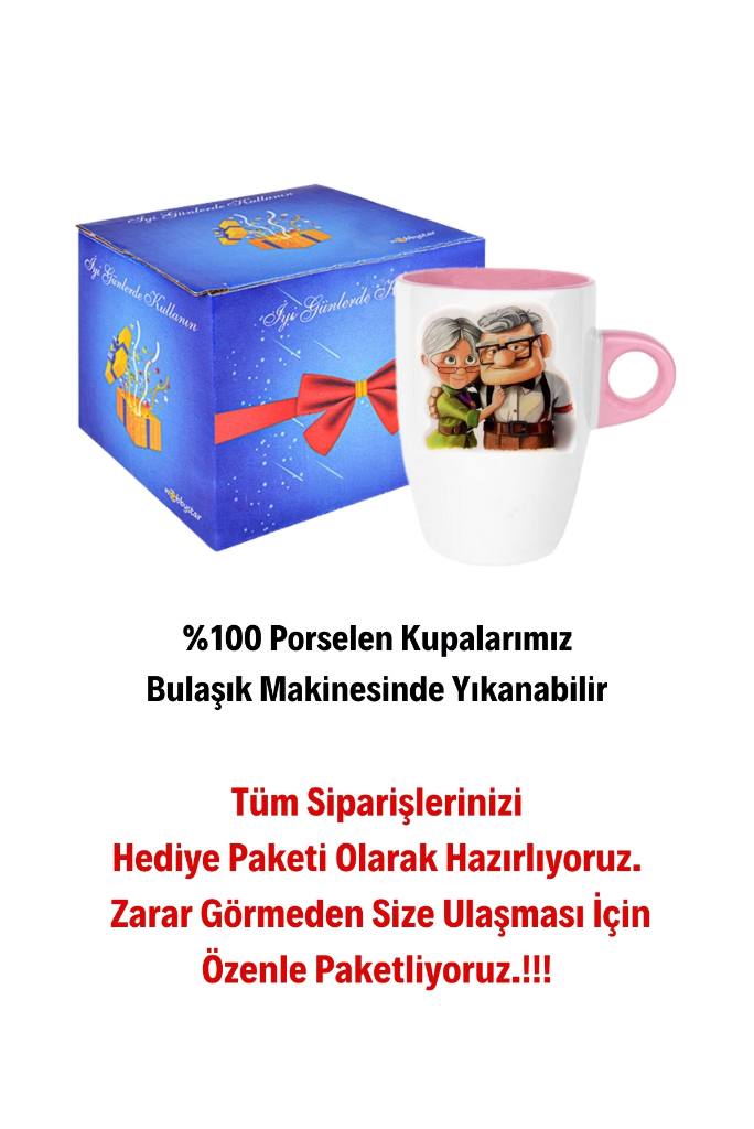 Yaşlı Çift Ömür Boyu Baskılı Hediye Kupa Bardak Porselen Latte Filtre Kahve Fincanı