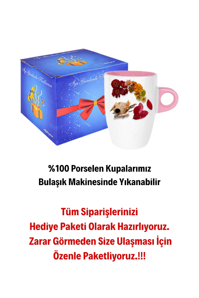 Romantik Sonbahar Baskılı Kupa Bardak Porselen Latte Filtre Kahve Fincanı
