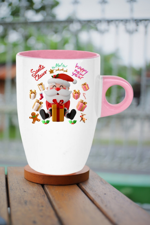 Noel Baba Happy Christmas Baskılı Kupa Bardak Porselen Latte Filtre Kahve Fincanı