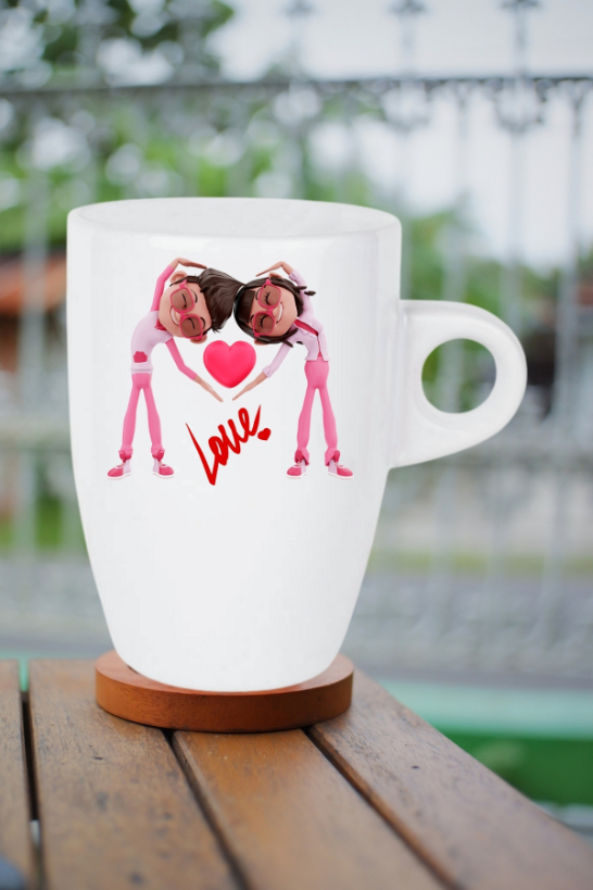 Mutlu Çiftler Love Baskılı Hediye Kupa Bardak Porselen Latte Filtre Kahve Fincanı