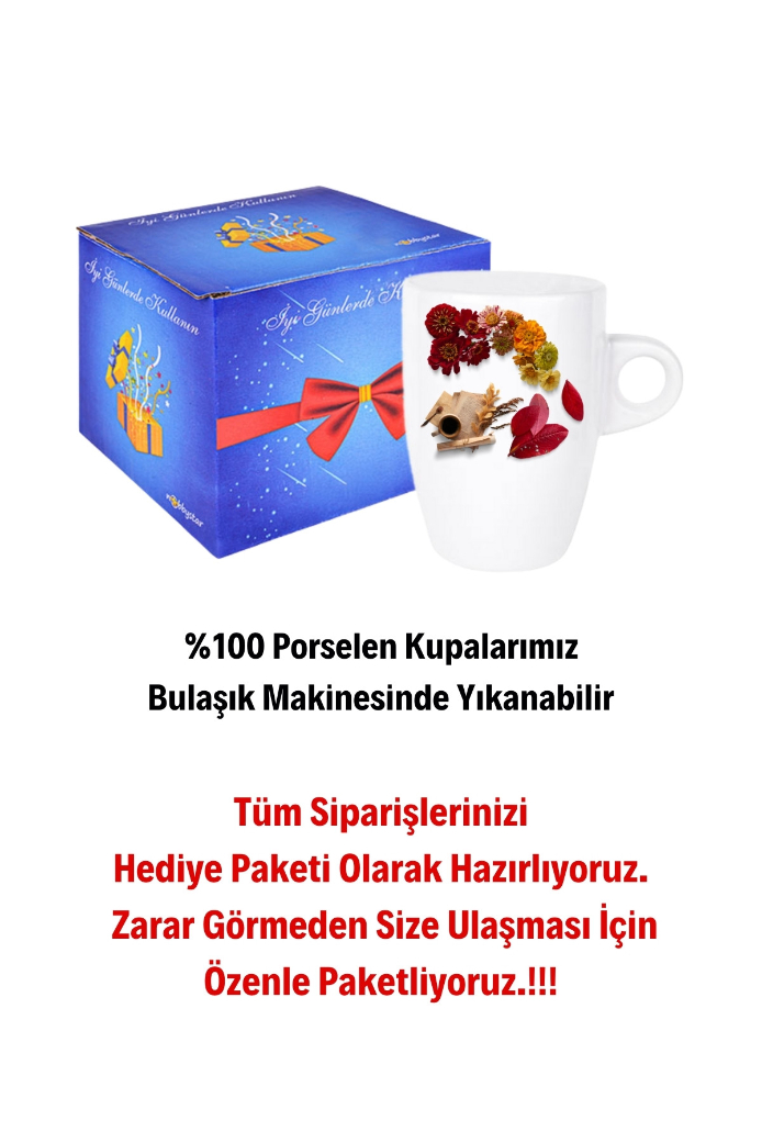Romantik Sonbahar Baskılı Kupa Bardak Porselen Latte Filtre Kahve Fincanı