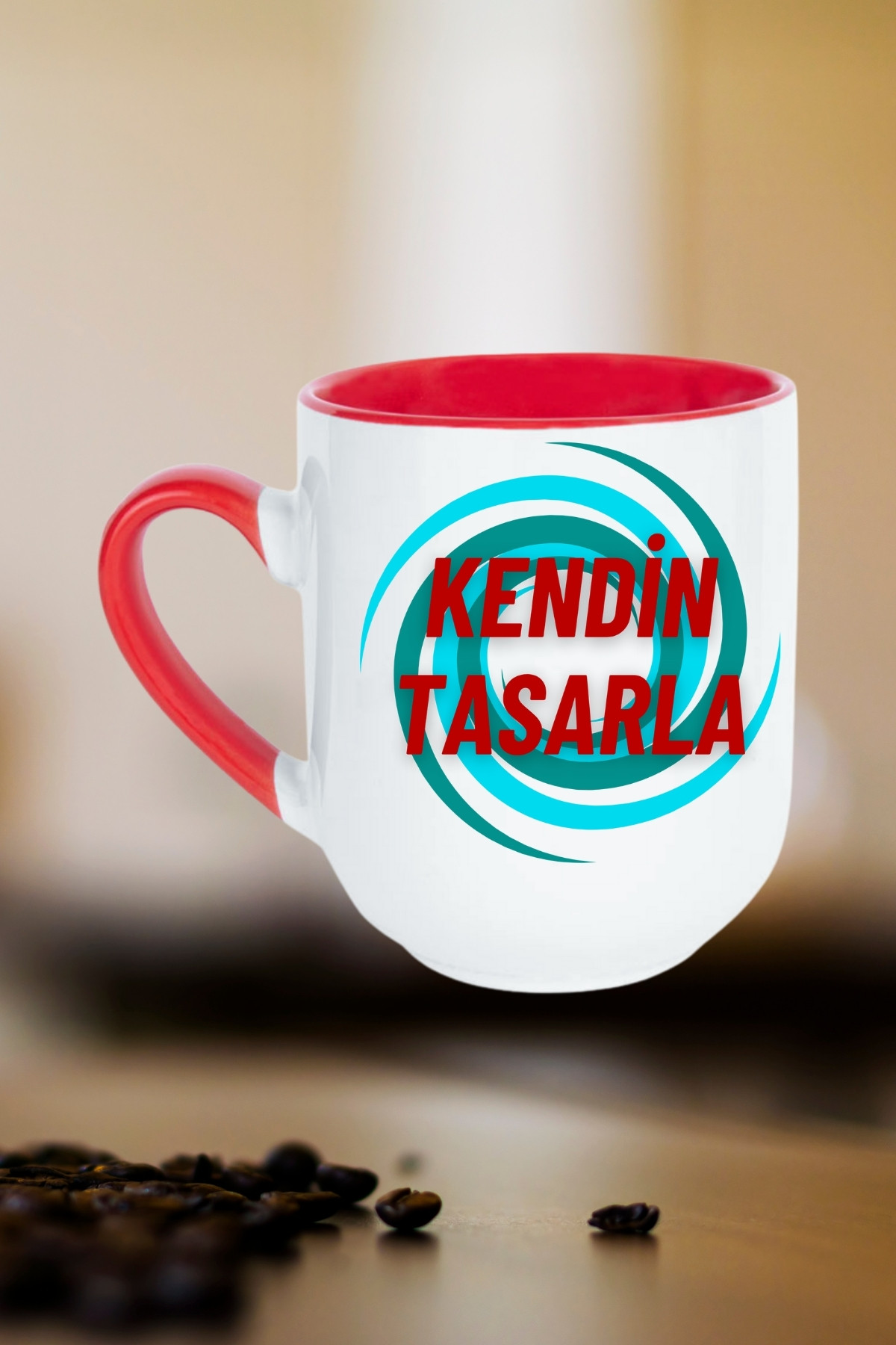 Kişiye Özel Baskılı İçi Kırmızı Lüx Kupa Kendin Tasarla Kupa Bardak Çay Kahve Fincanı
