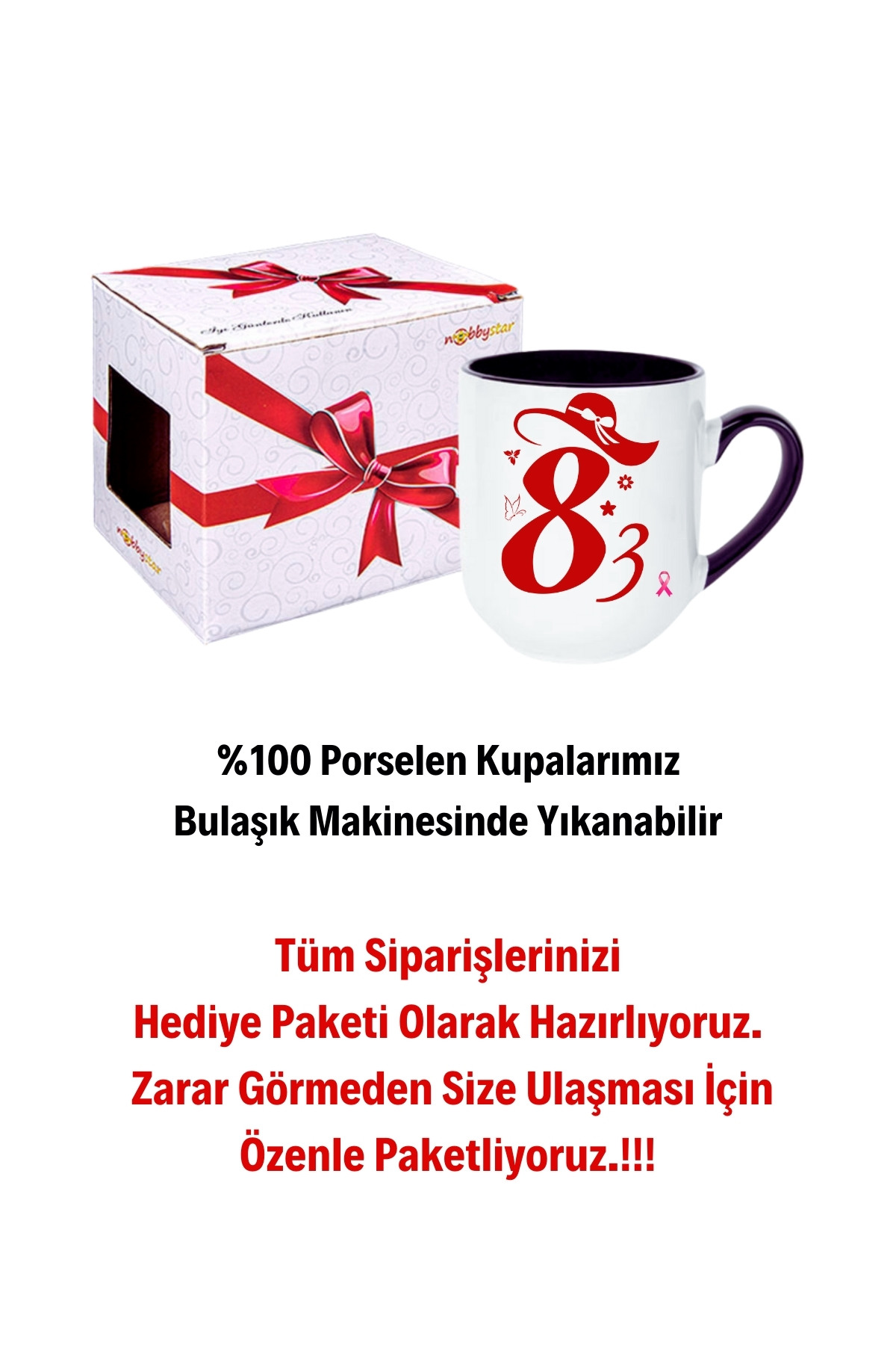 8 Mart Kadınlar Günü Hediyesi İçi Siyah Lüx Kupa Bardak Porselen Çay Kahve Fincanı-2